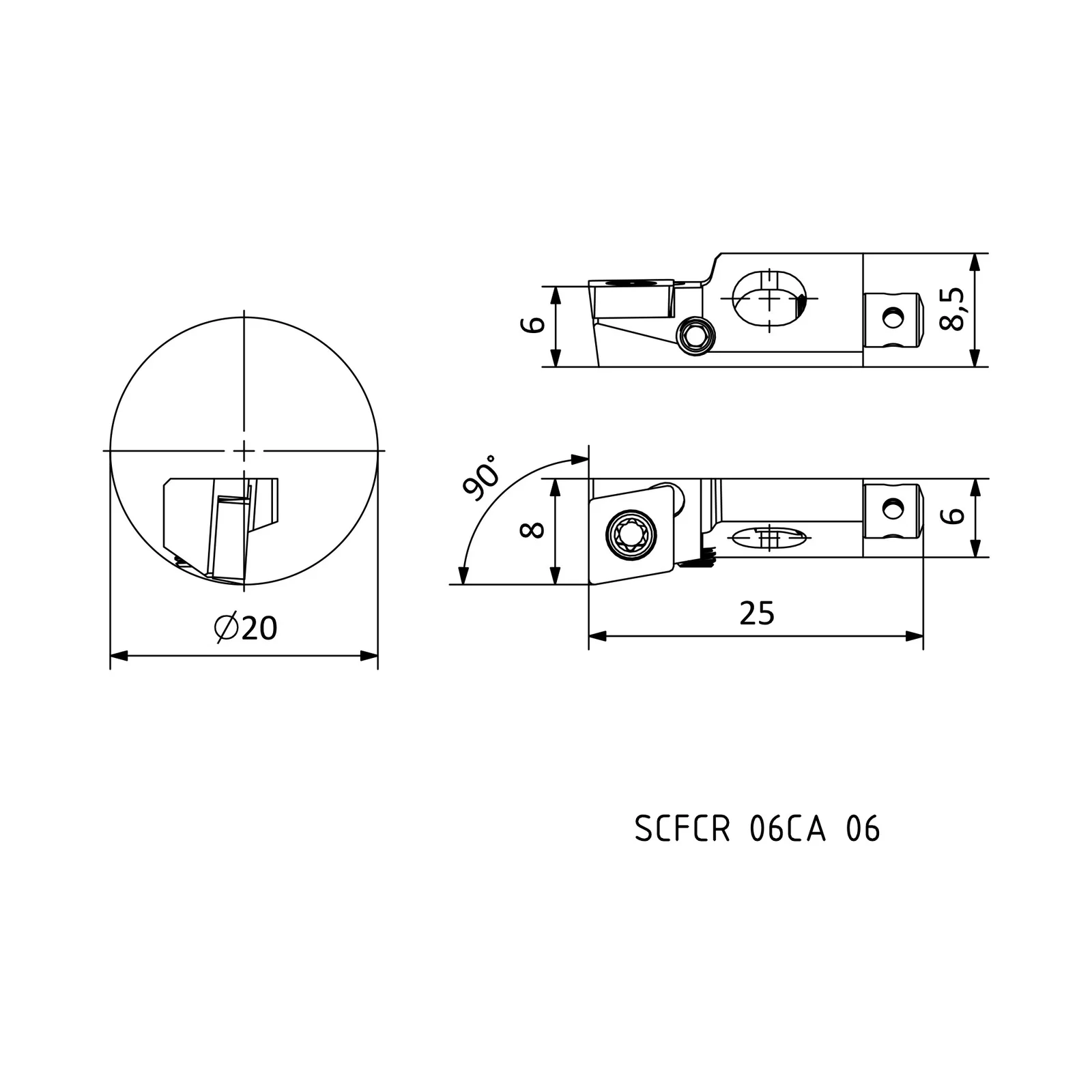 SCFCR 06CA 06 &mdash; dimensioned drawing