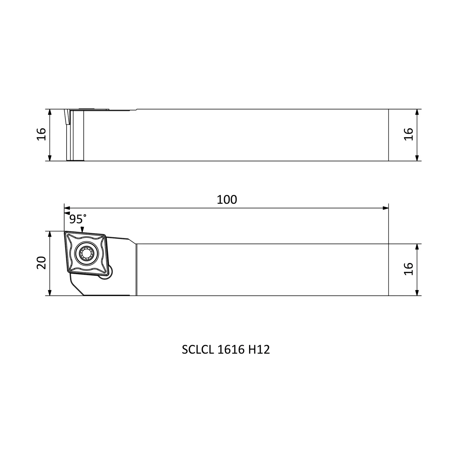SCLCL 1616 H12 &mdash; dimensioned drawing