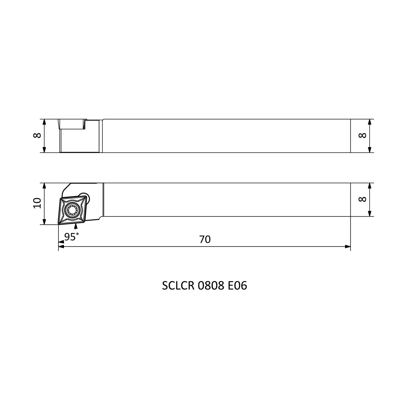 SCLCR 0808 E06 &mdash; dimensioned drawing