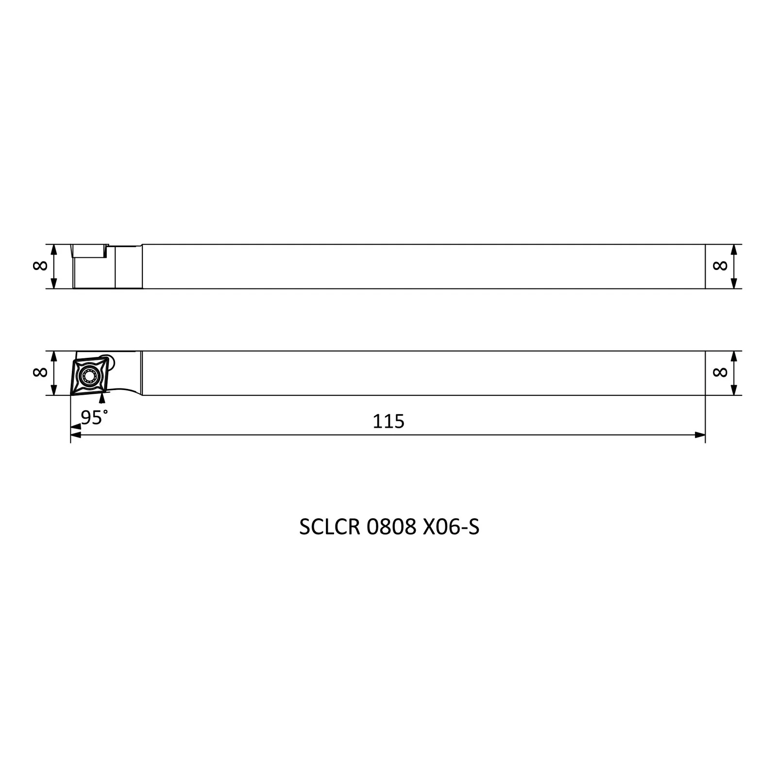 SCLCR 0808 X06-S &mdash; dimensioned drawing