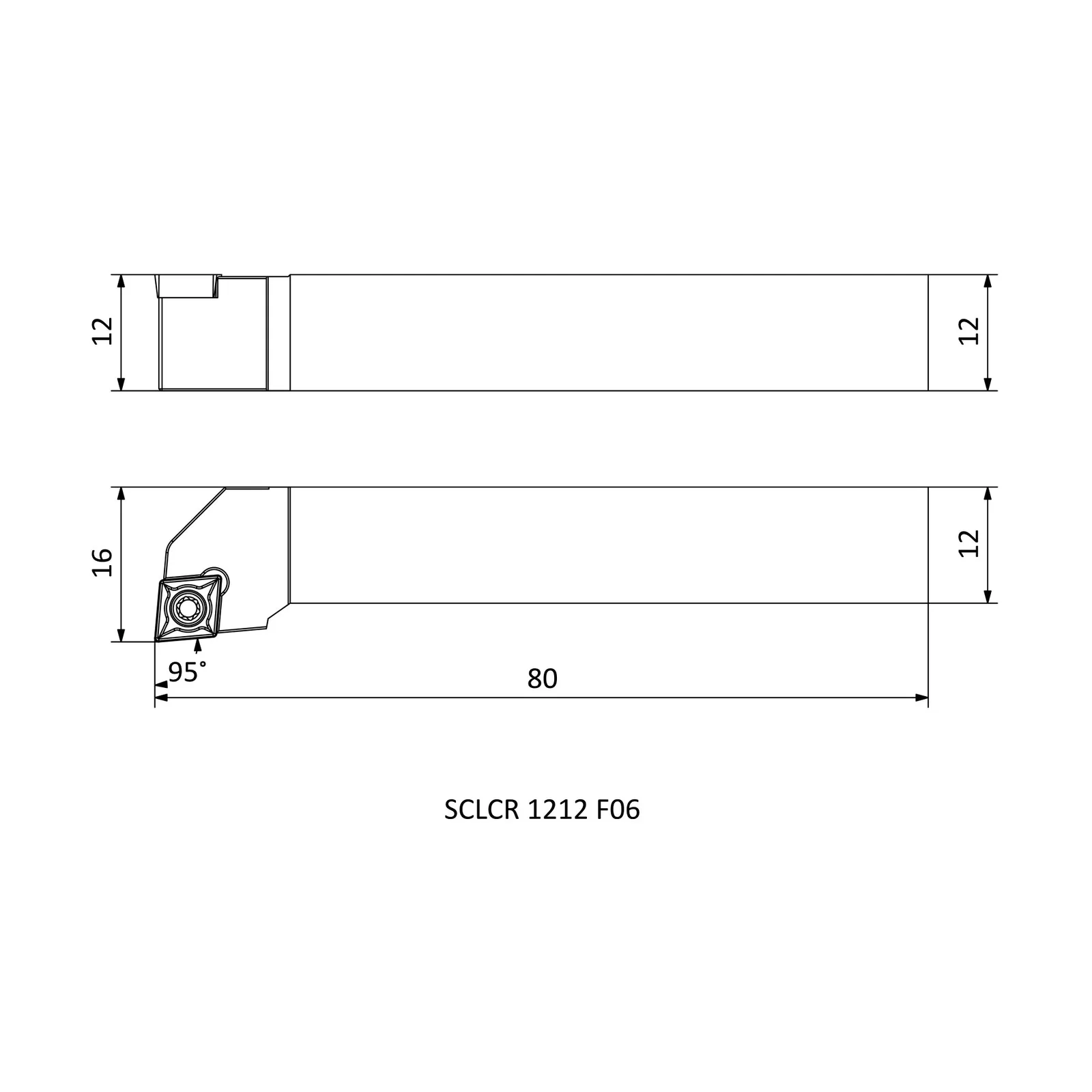 SCLCR 1212 F06 &mdash; dimensioned drawing
