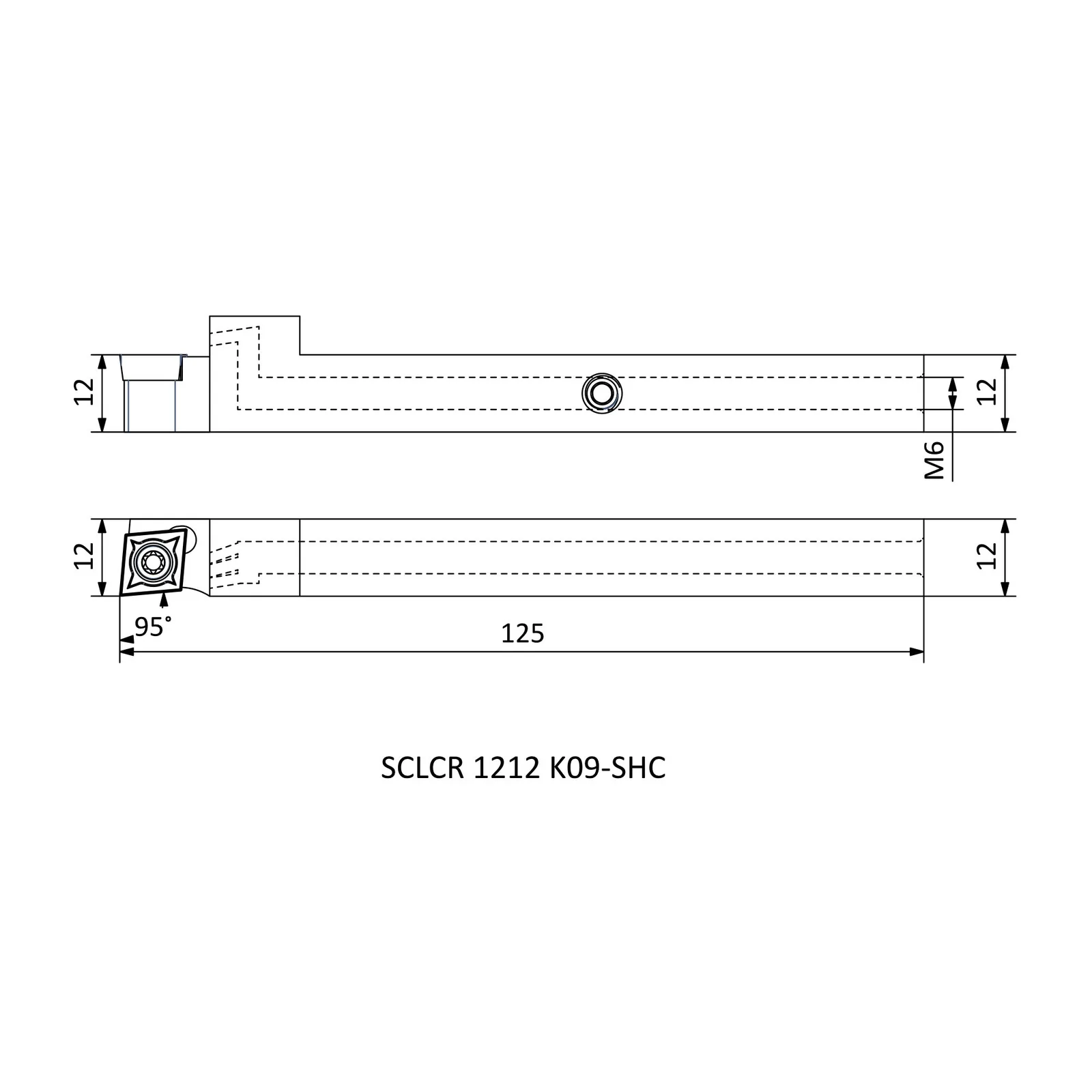 SCLCR 1212 K09-SHC &mdash; dimensioned drawing