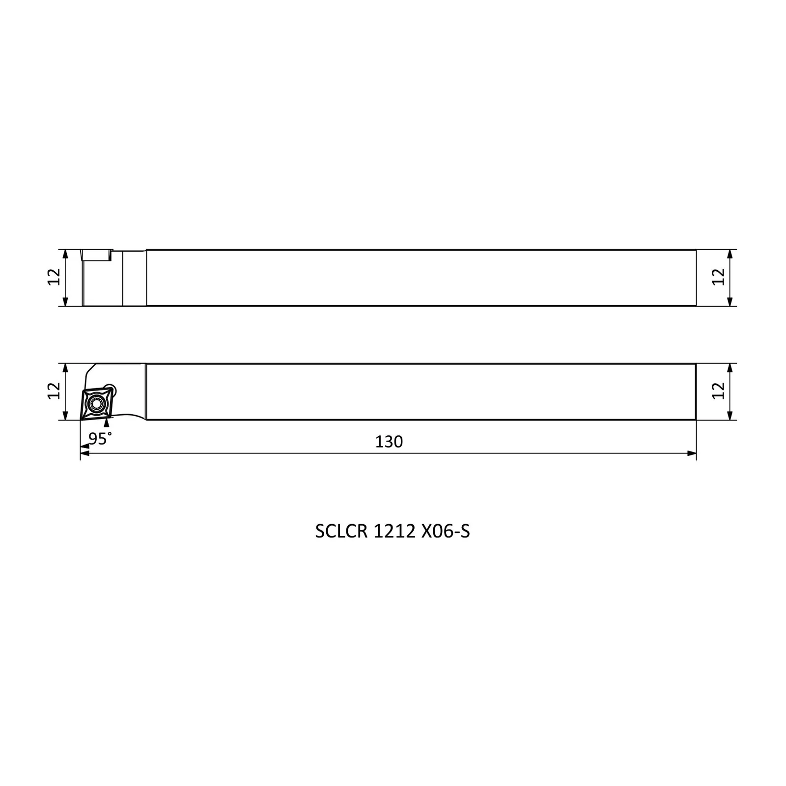 SCLCR 1212 X06-S &mdash; dimensioned drawing