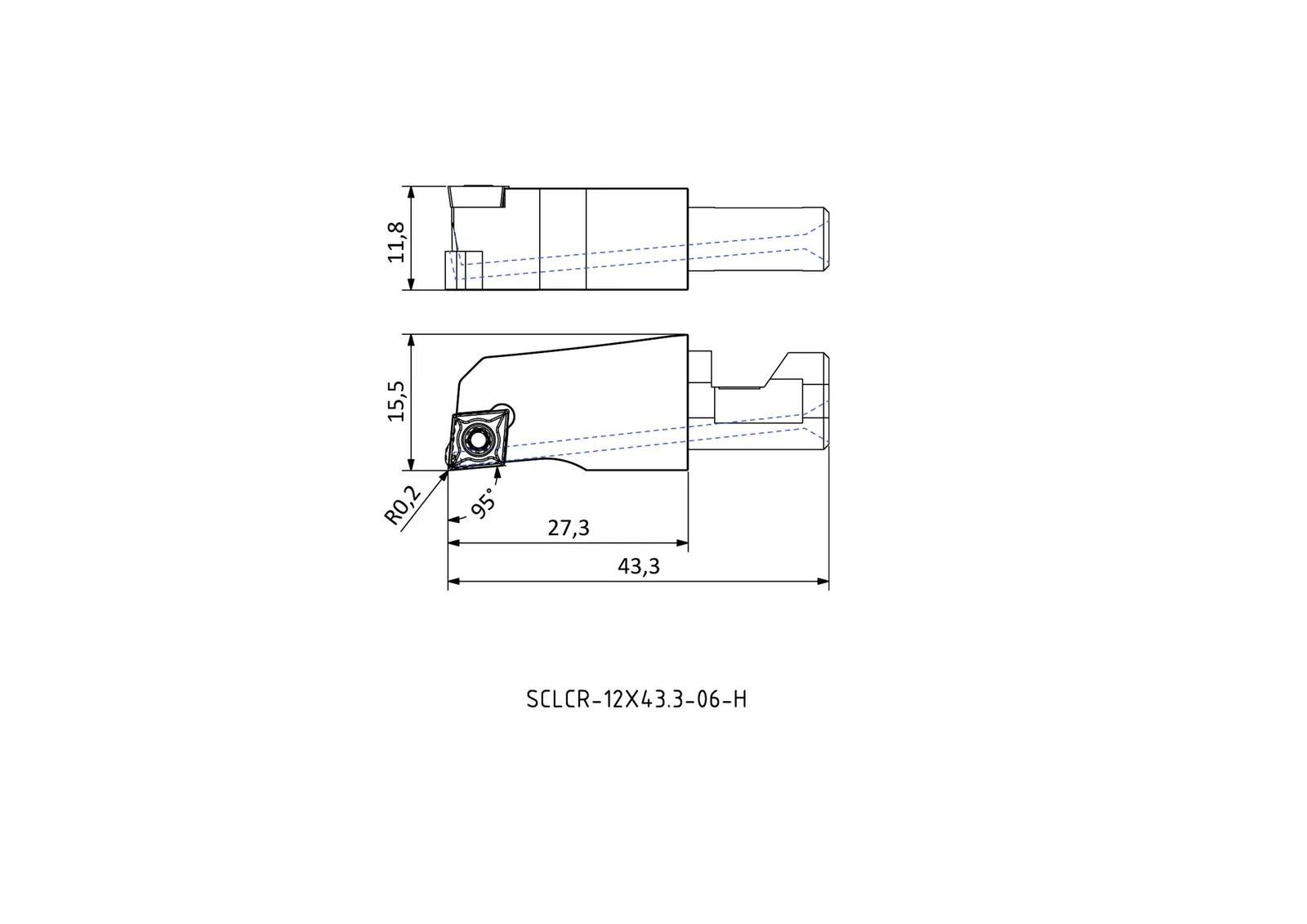 SCLCR-12X43.3-06-H &mdash; dimensioned drawing