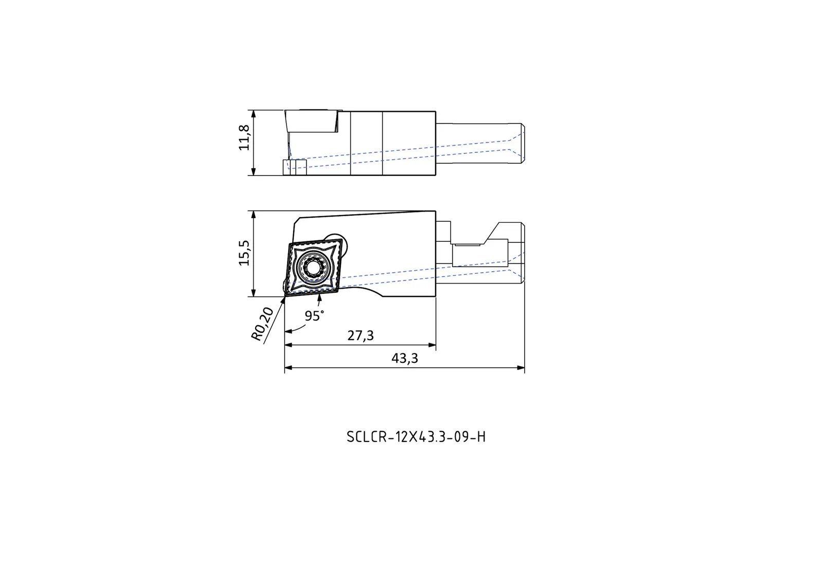 SCLCR-12X43.3-09-H &mdash; dimensioned drawing