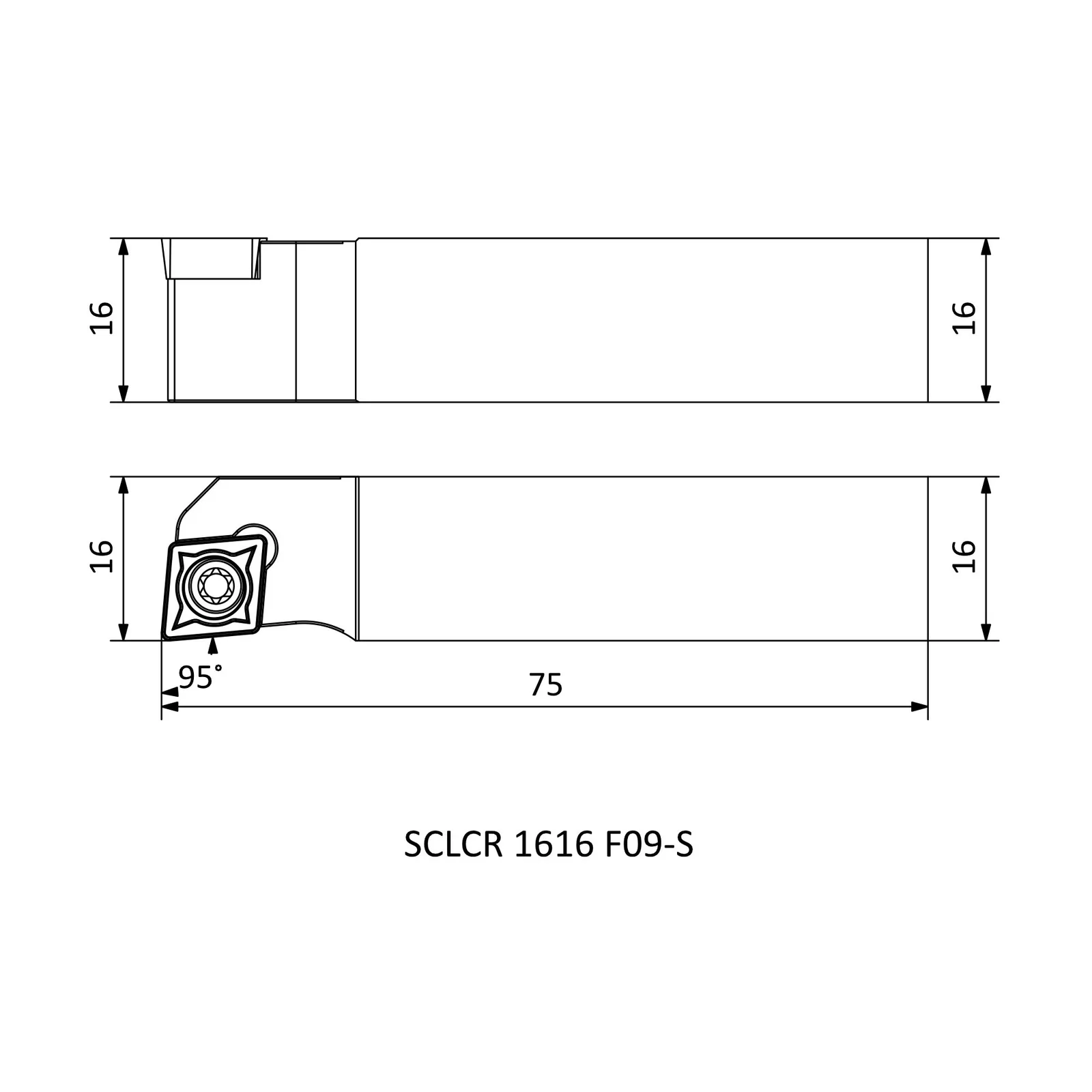 SCLCR 1616 F09-S &mdash; dimensioned drawing