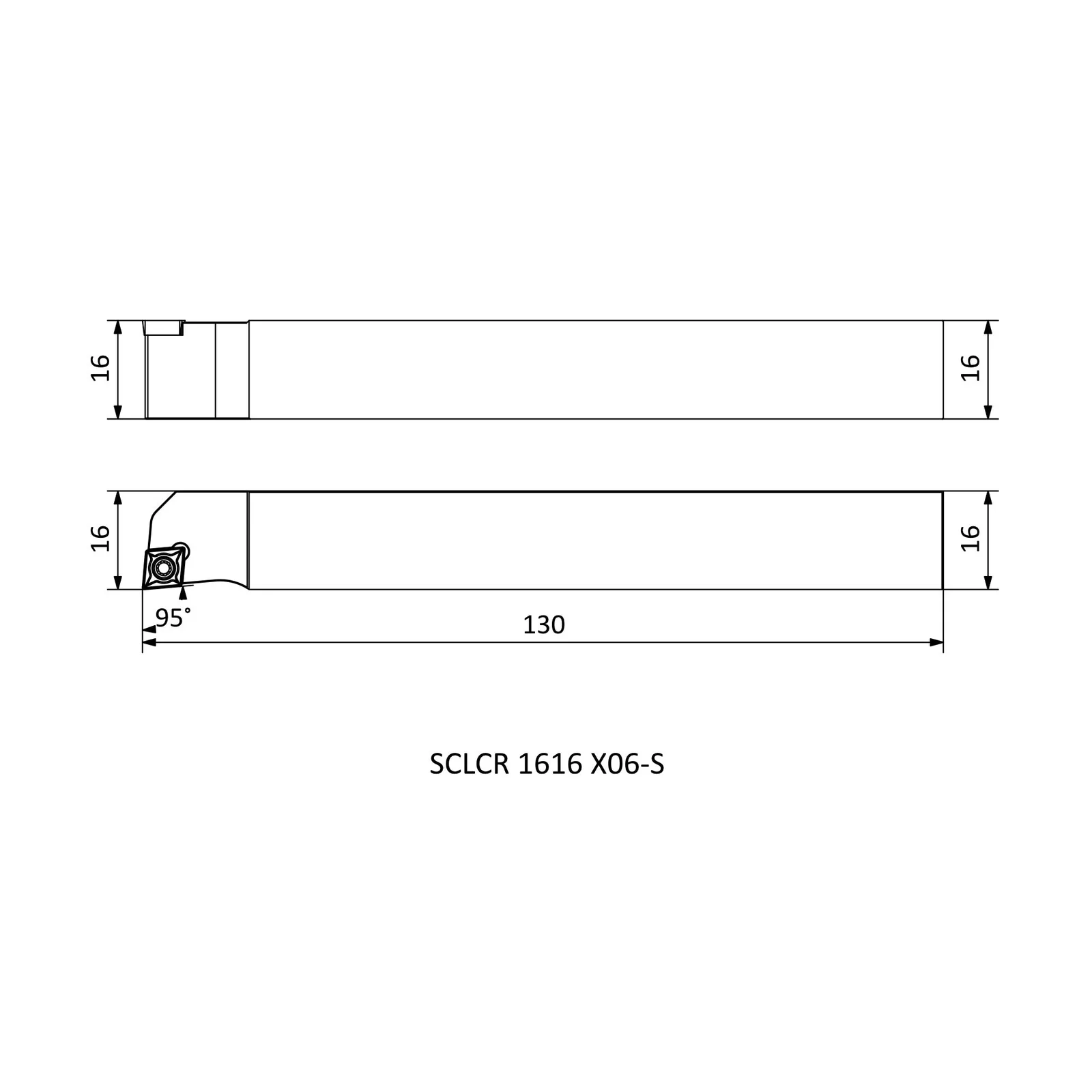 SCLCR 1616 X06-S &mdash; dimensioned drawing