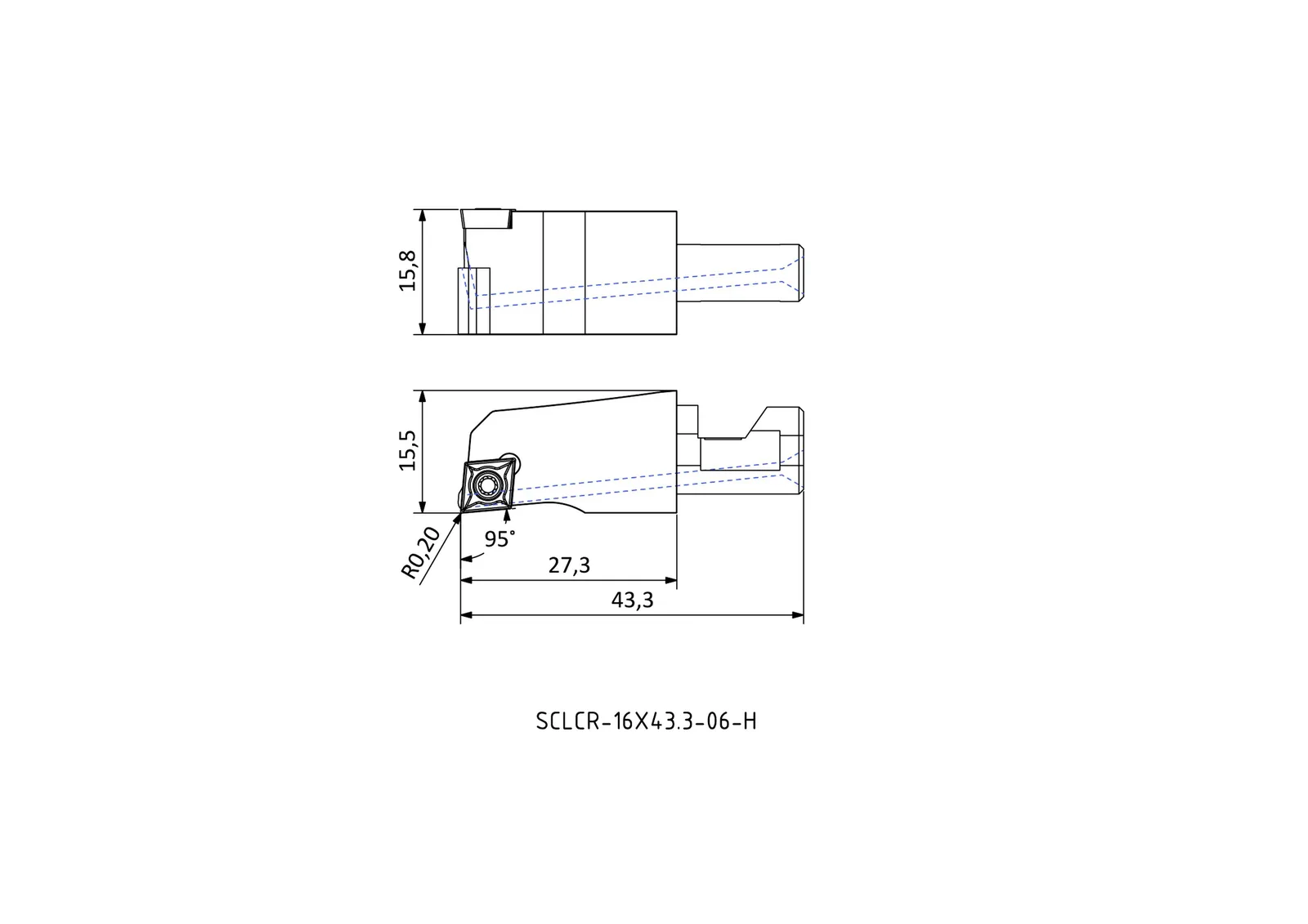 SCLCR-16X43.3-06-H &mdash; dimensioned drawing