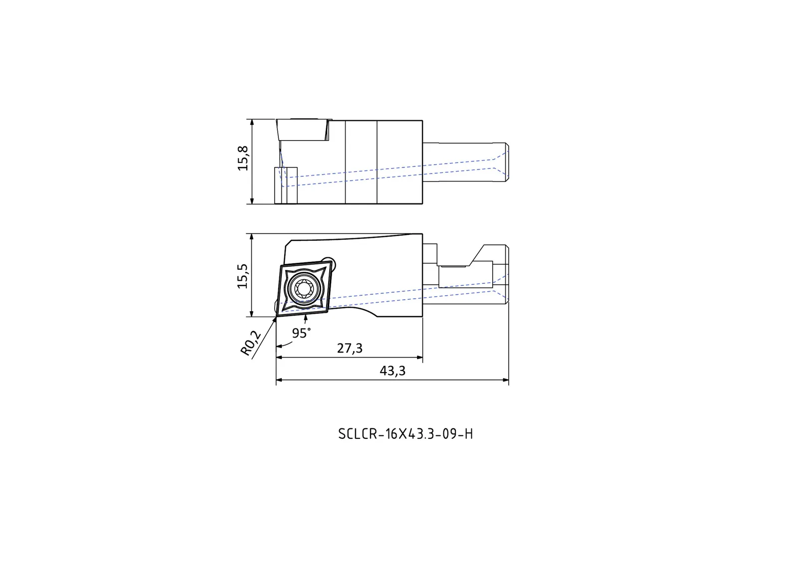 SCLCR-16X43.3-09-H &mdash; dimensioned drawing