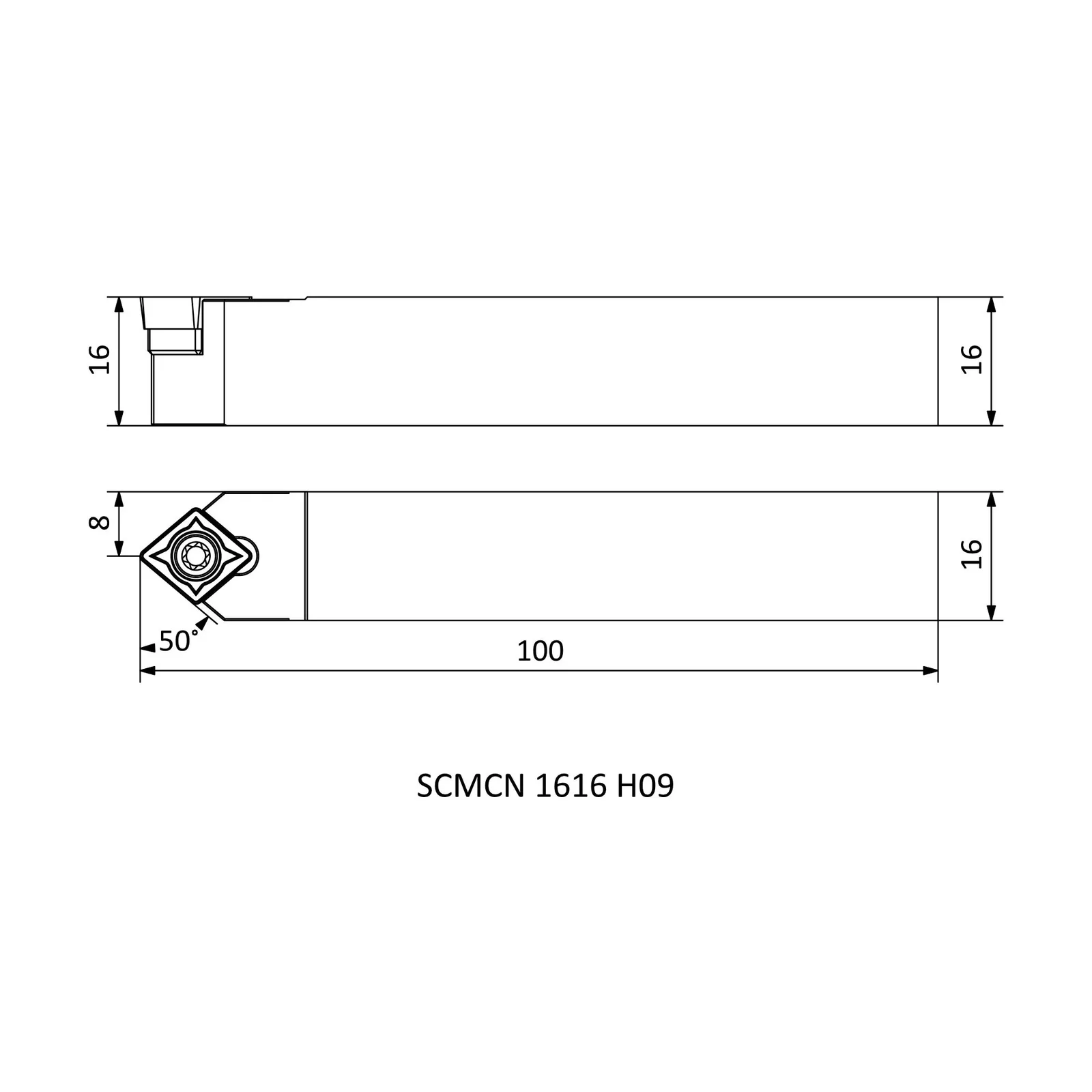 SCMCN 1616 H09 &mdash; dimensioned drawing