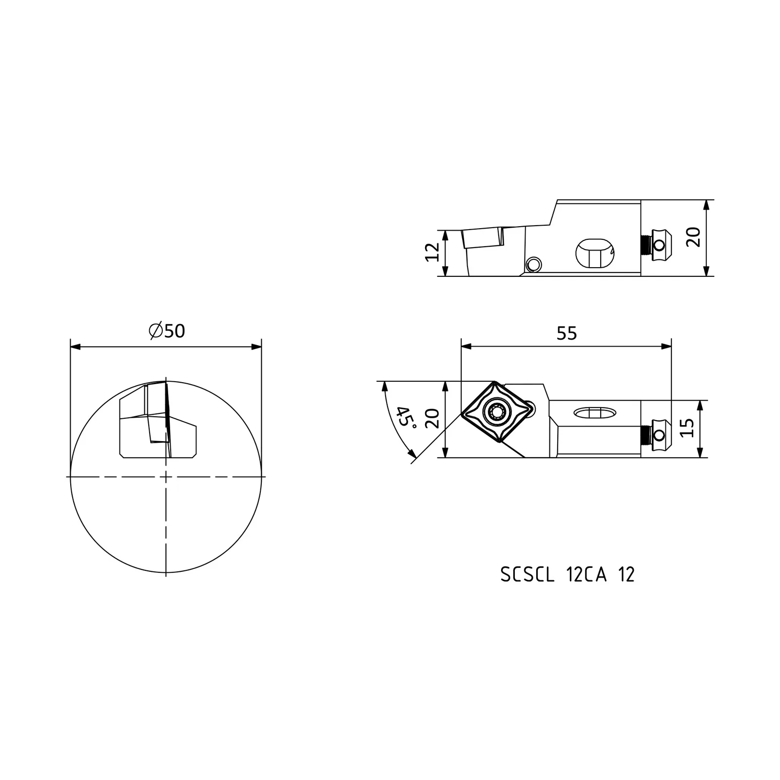 SCSCL 12CA 12 &mdash; dimensioned drawing