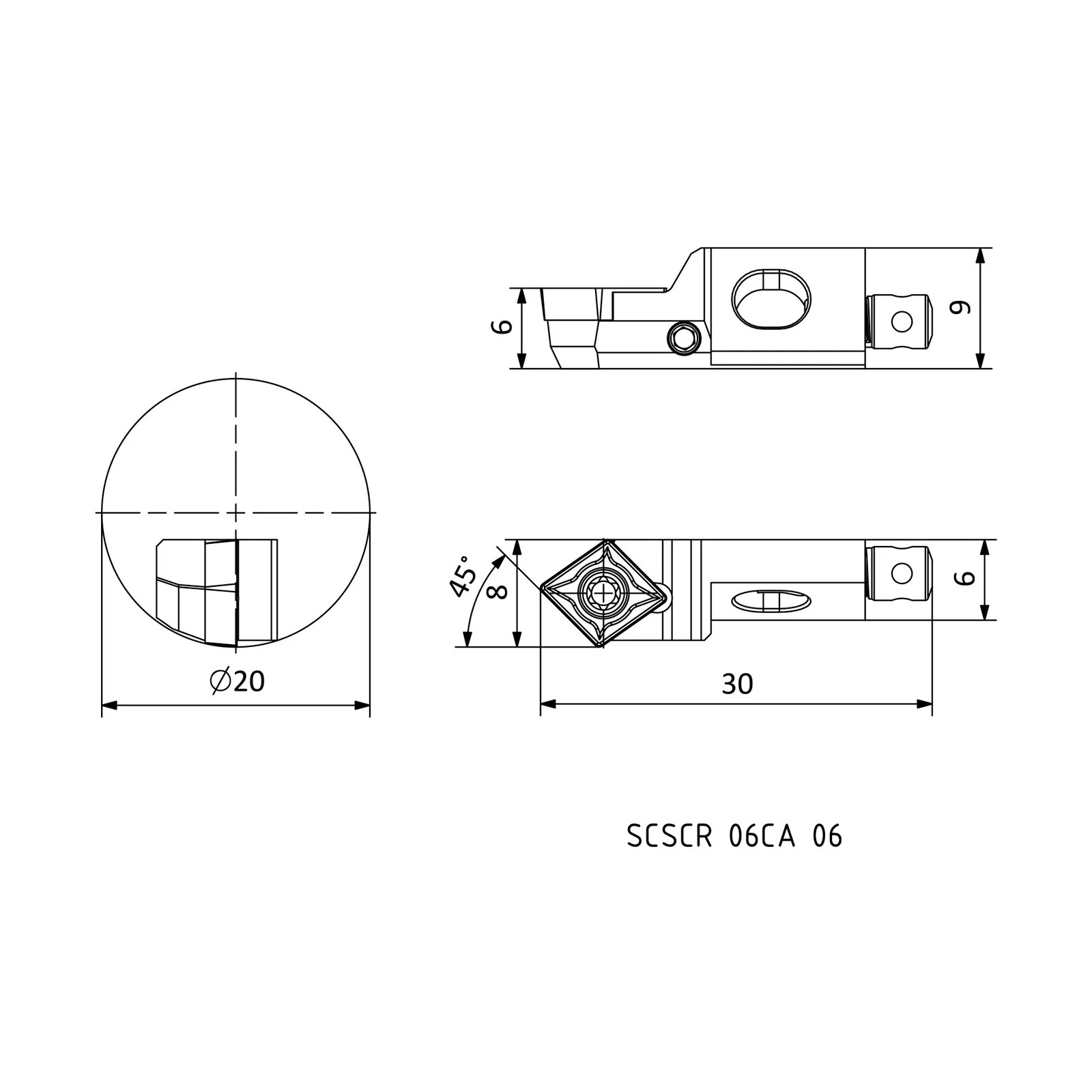 SCSCR 06CA 06 &mdash; dimensioned drawing