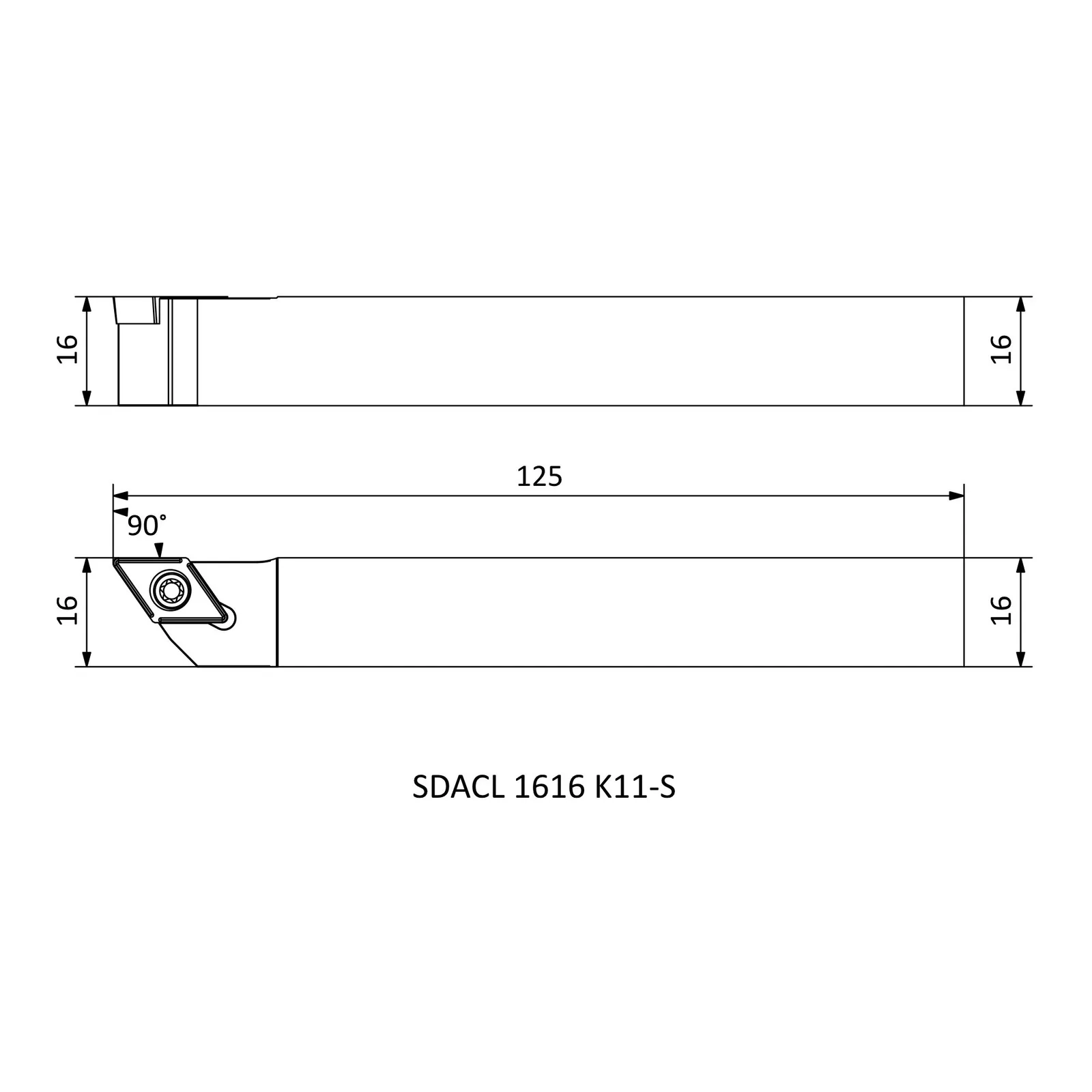 SDACL 1616 K11-S &mdash; dimensioned drawing