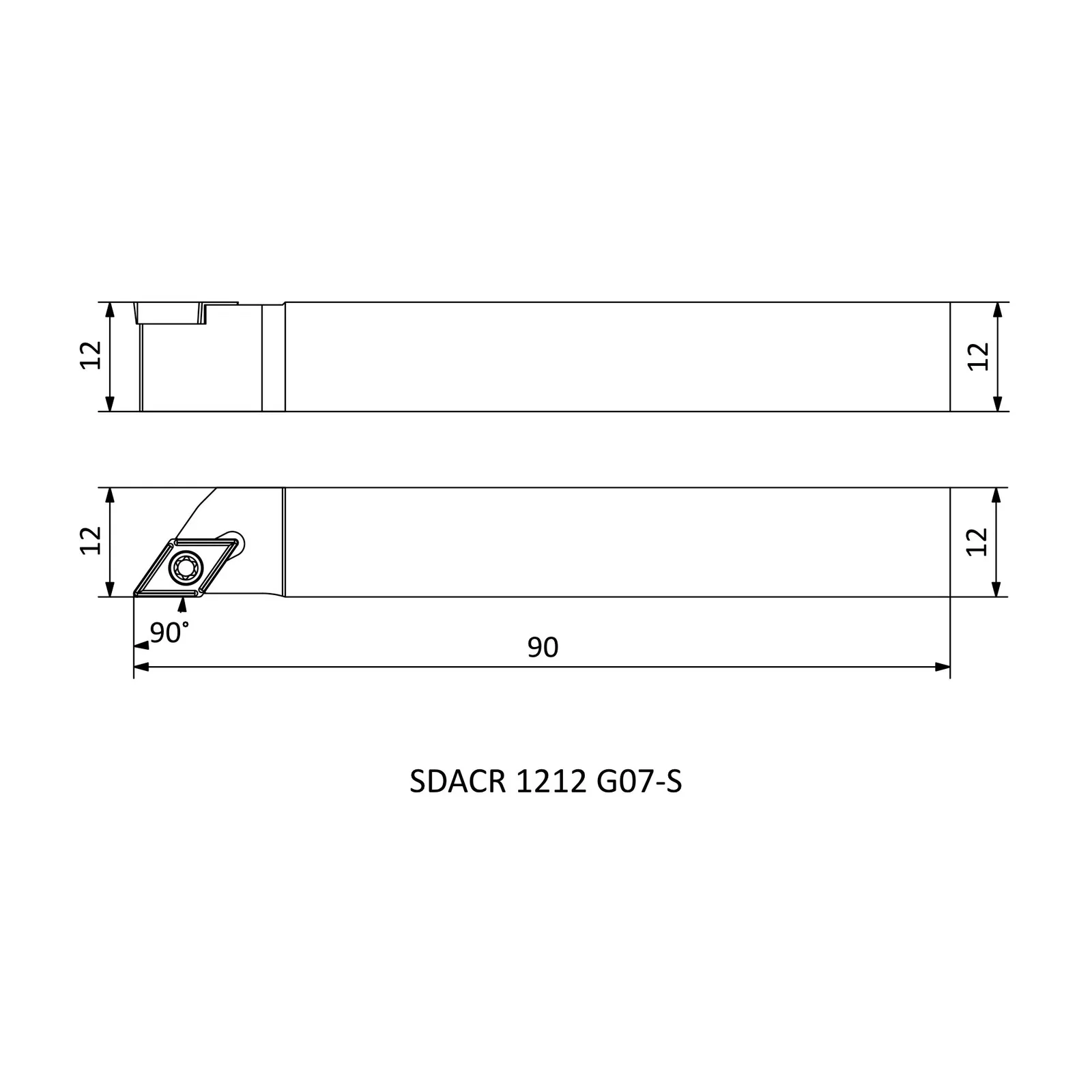 SDACR 1212 G07-S &mdash; dimensioned drawing