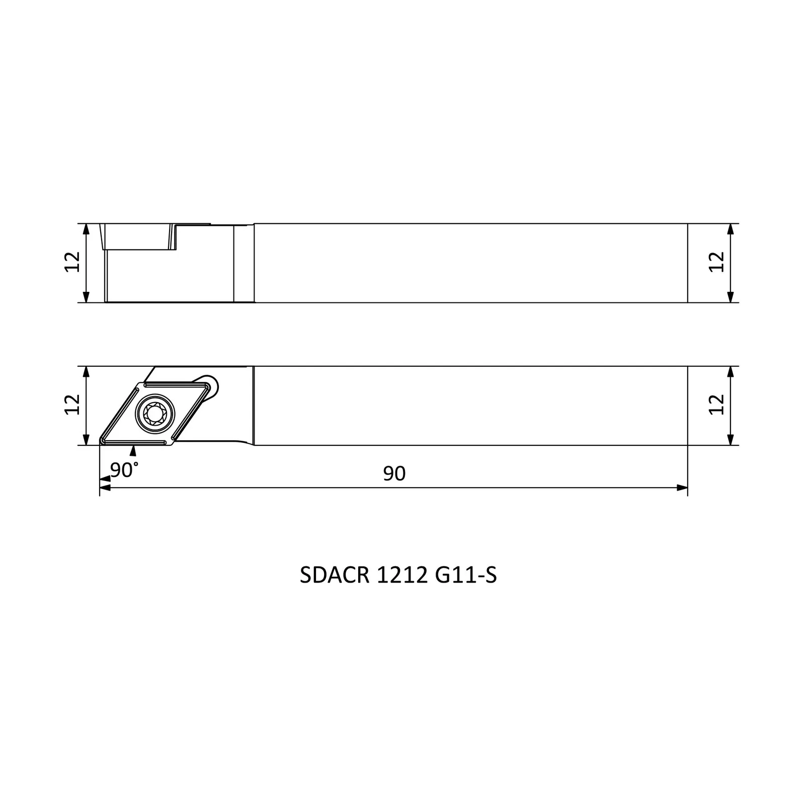 SDACR 1212 G11-S &mdash; dimensioned drawing