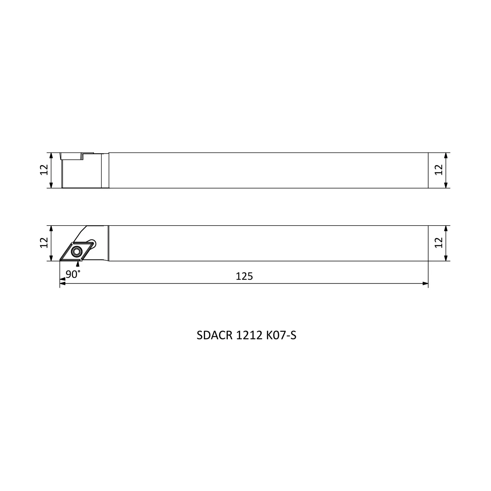 SDACR 1212 K07-S &mdash; dimensioned drawing