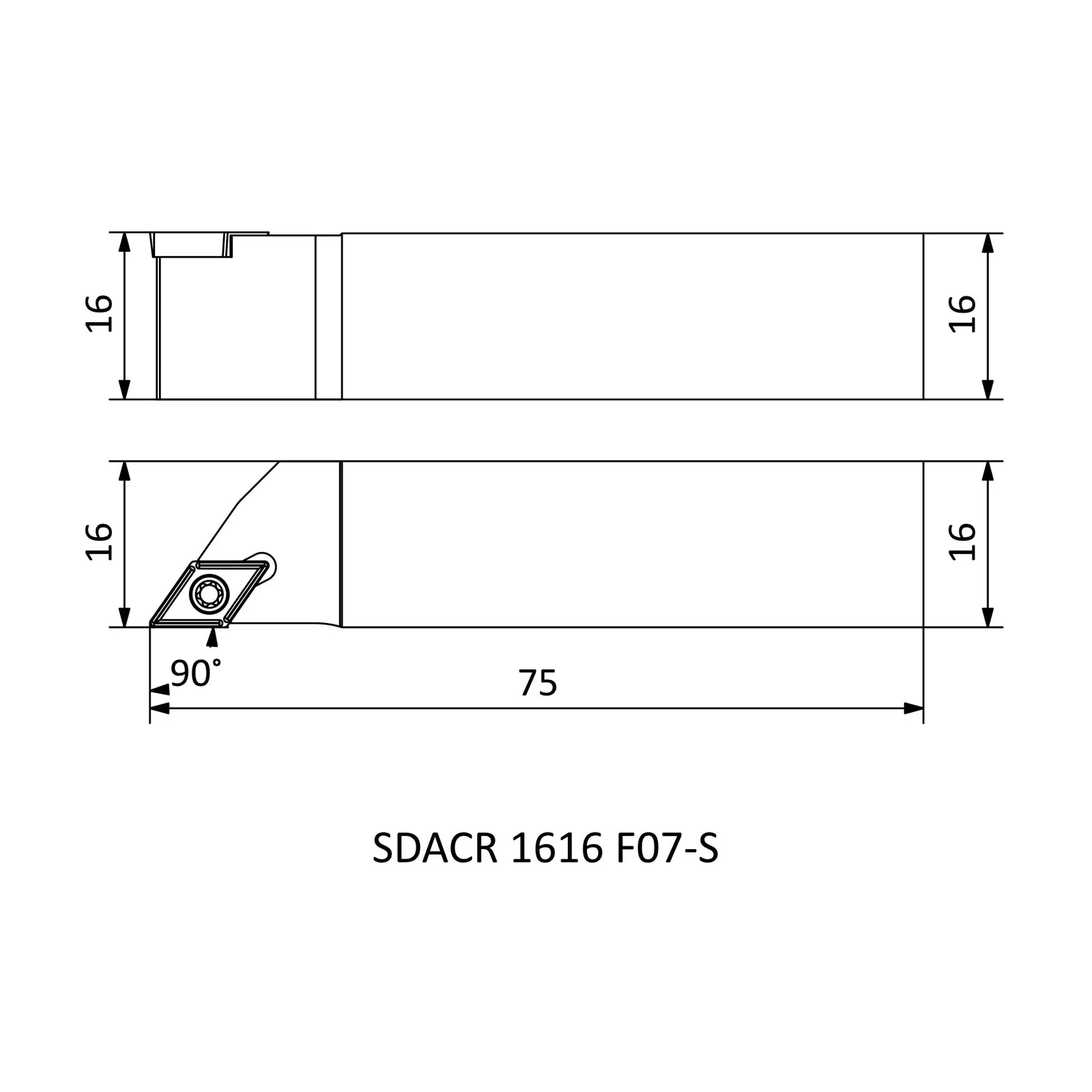 SDACR 1616 F07-S &mdash; dimensioned drawing