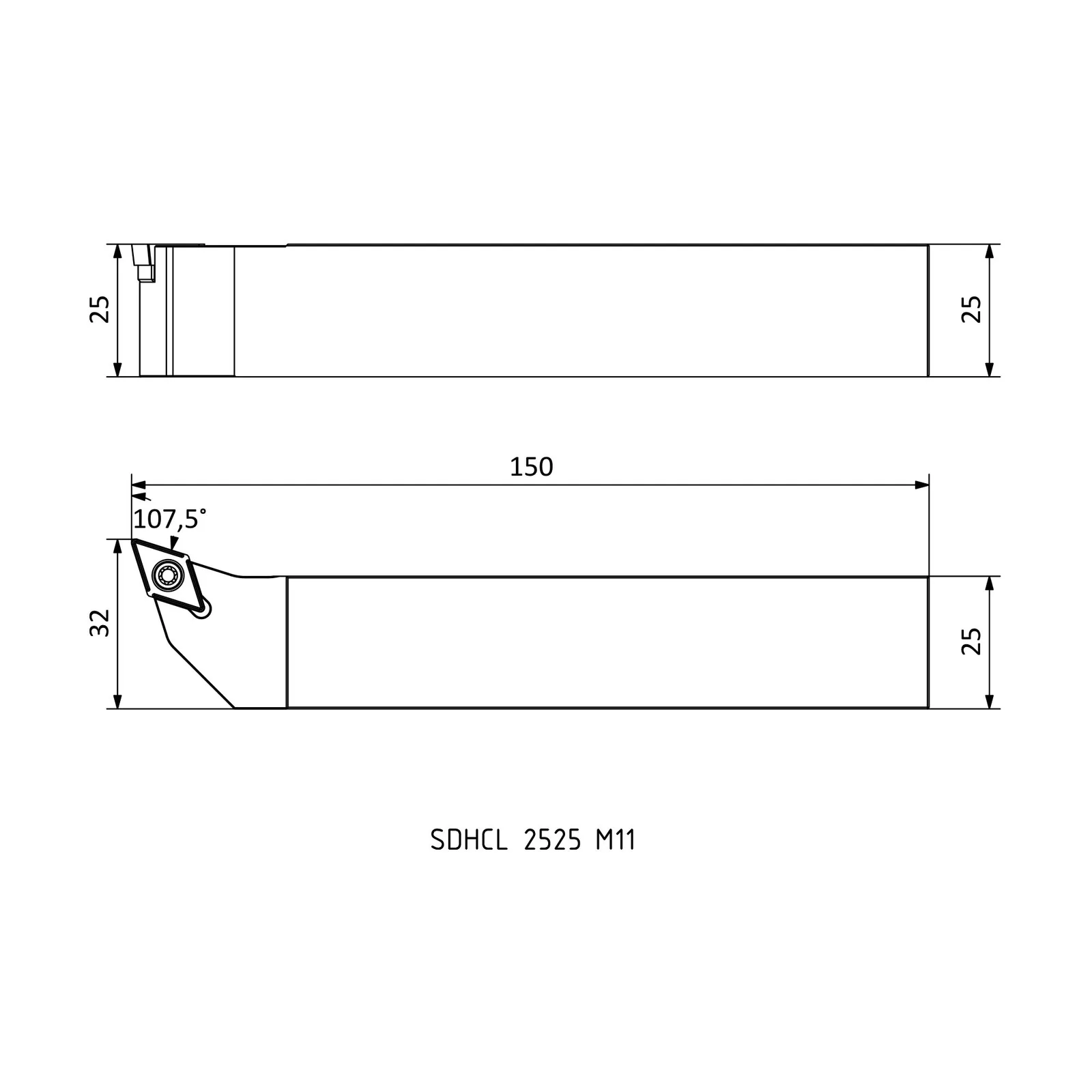 SDHCL 2525 M11 &mdash; dimensioned drawing