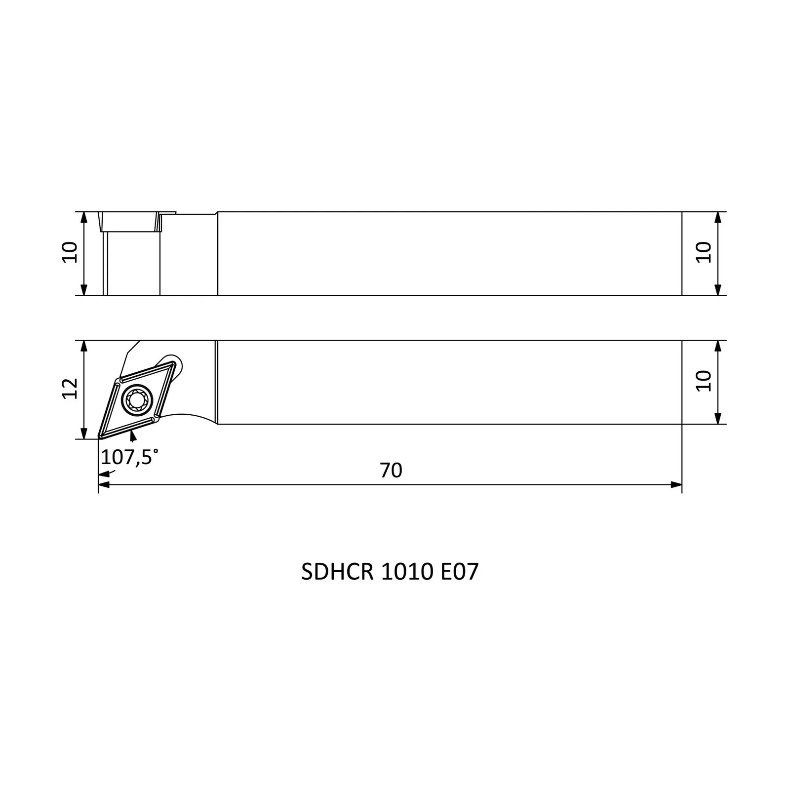 SDHCR 1010 E07 &mdash; dimensioned drawing