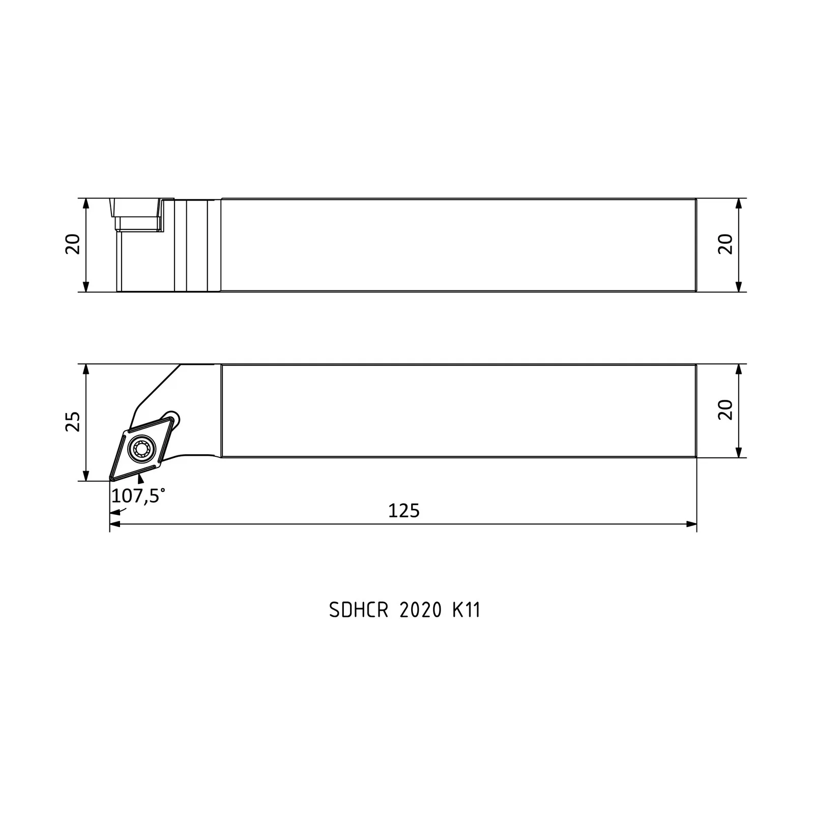 SDHCR 2020 K11 &mdash; dimensioned drawing