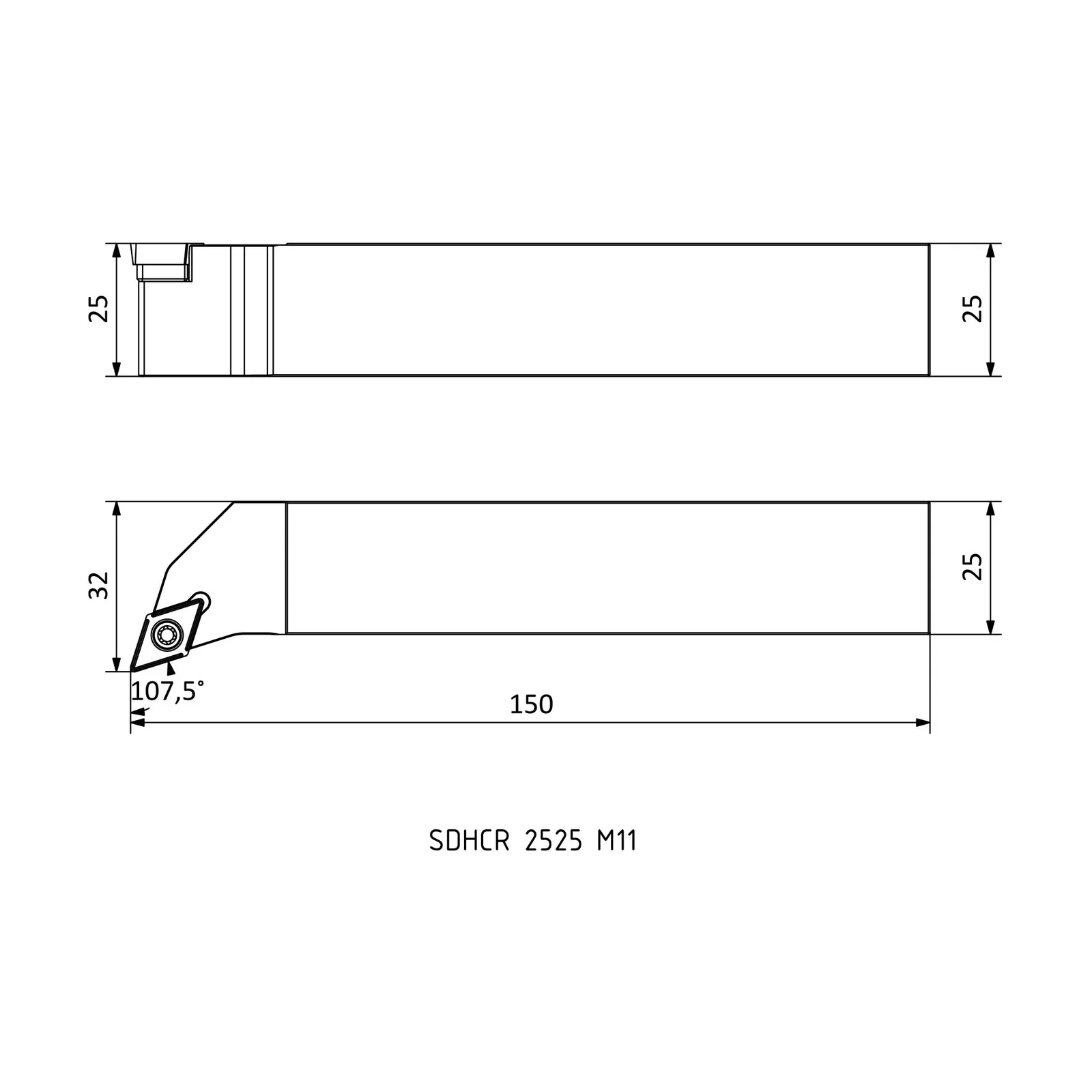 SDHCR 2525 M11 &mdash; dimensioned drawing