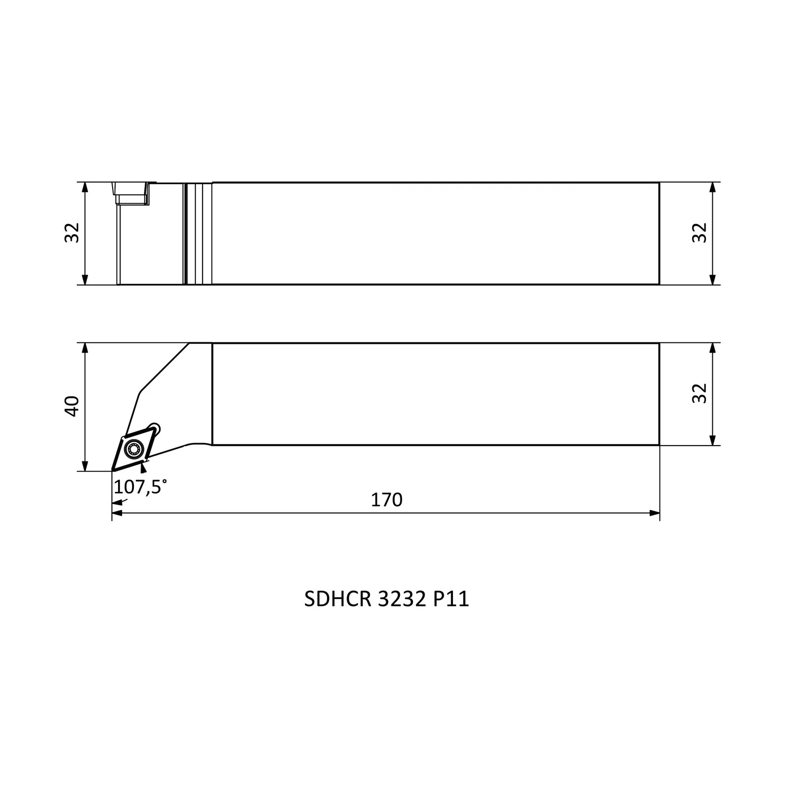 SDHCR 3232 P11 &mdash; dimensioned drawing