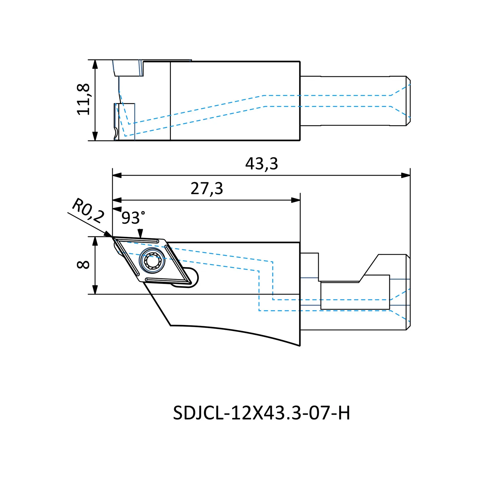 SDJCL-12X43.3-07-H &mdash; dimensioned drawing