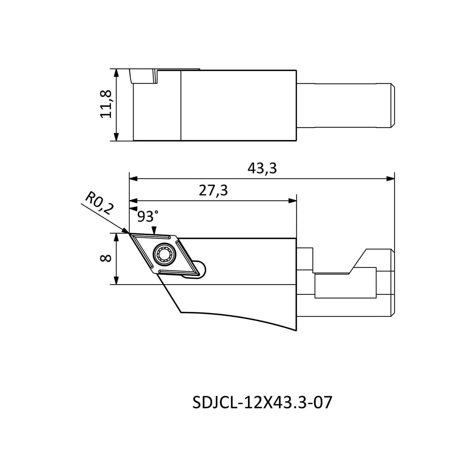 SDJCL-12X43.3-07 &mdash; dimensioned drawing