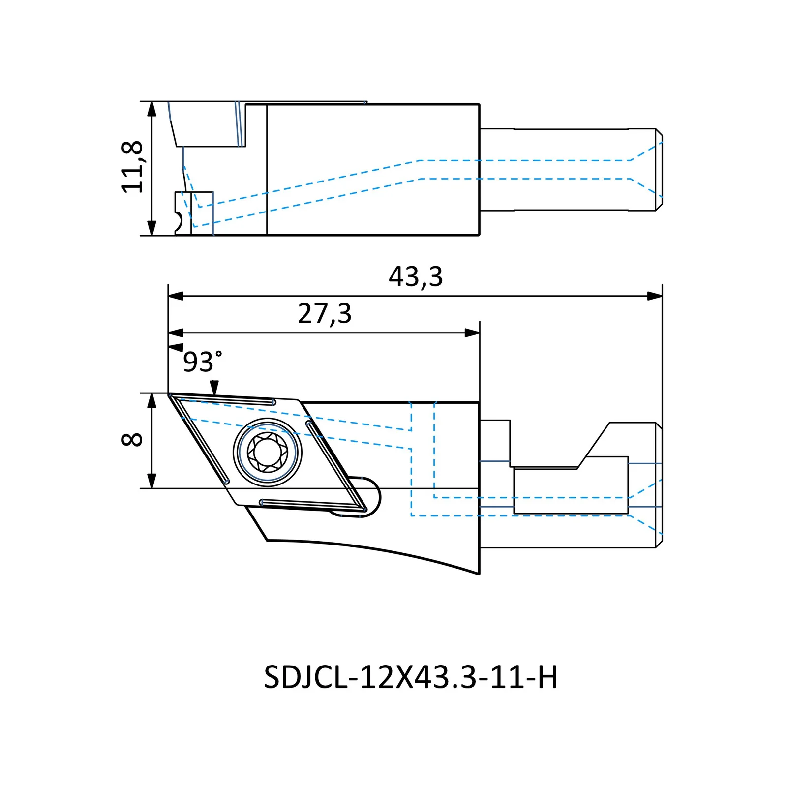 SDJCL-12X43.3-11-H &mdash; dimensioned drawing