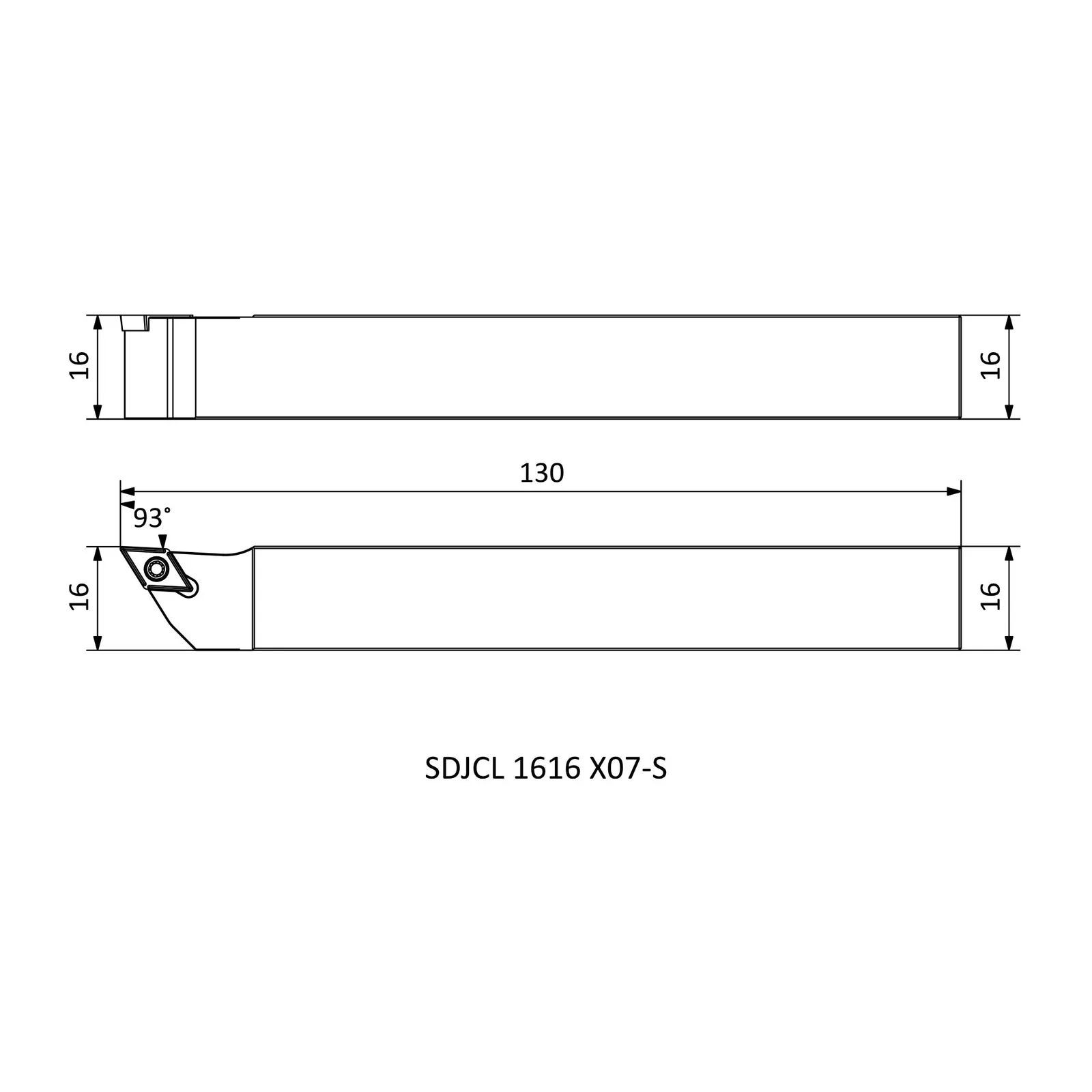 SDJCL 1616 X07-S &mdash; dimensioned drawing