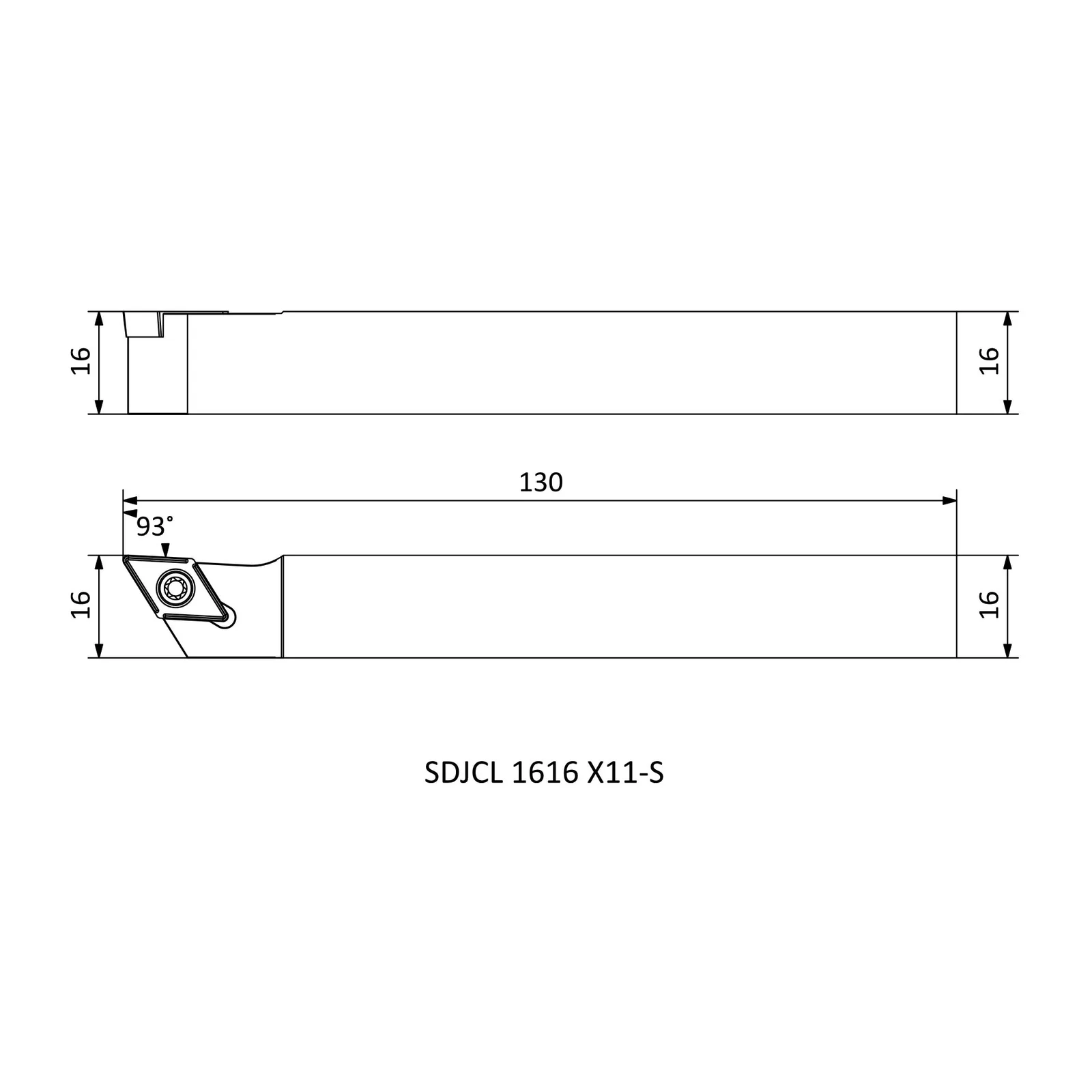 SDJCL 1616 X11-S &mdash; dimensioned drawing