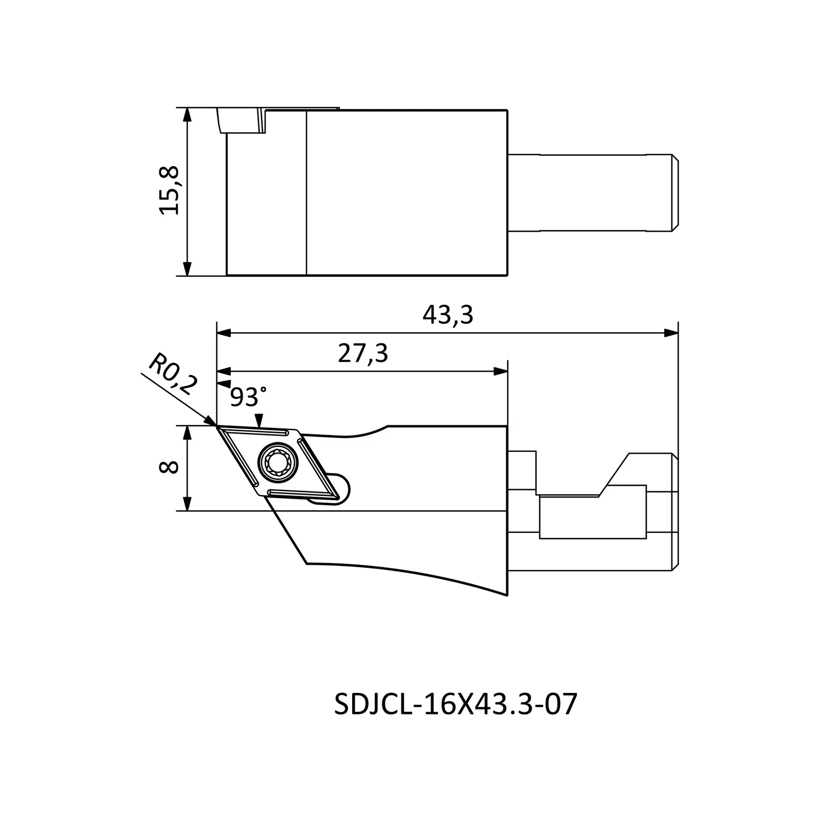 SDJCL-16X43.3-07 &mdash; dimensioned drawing
