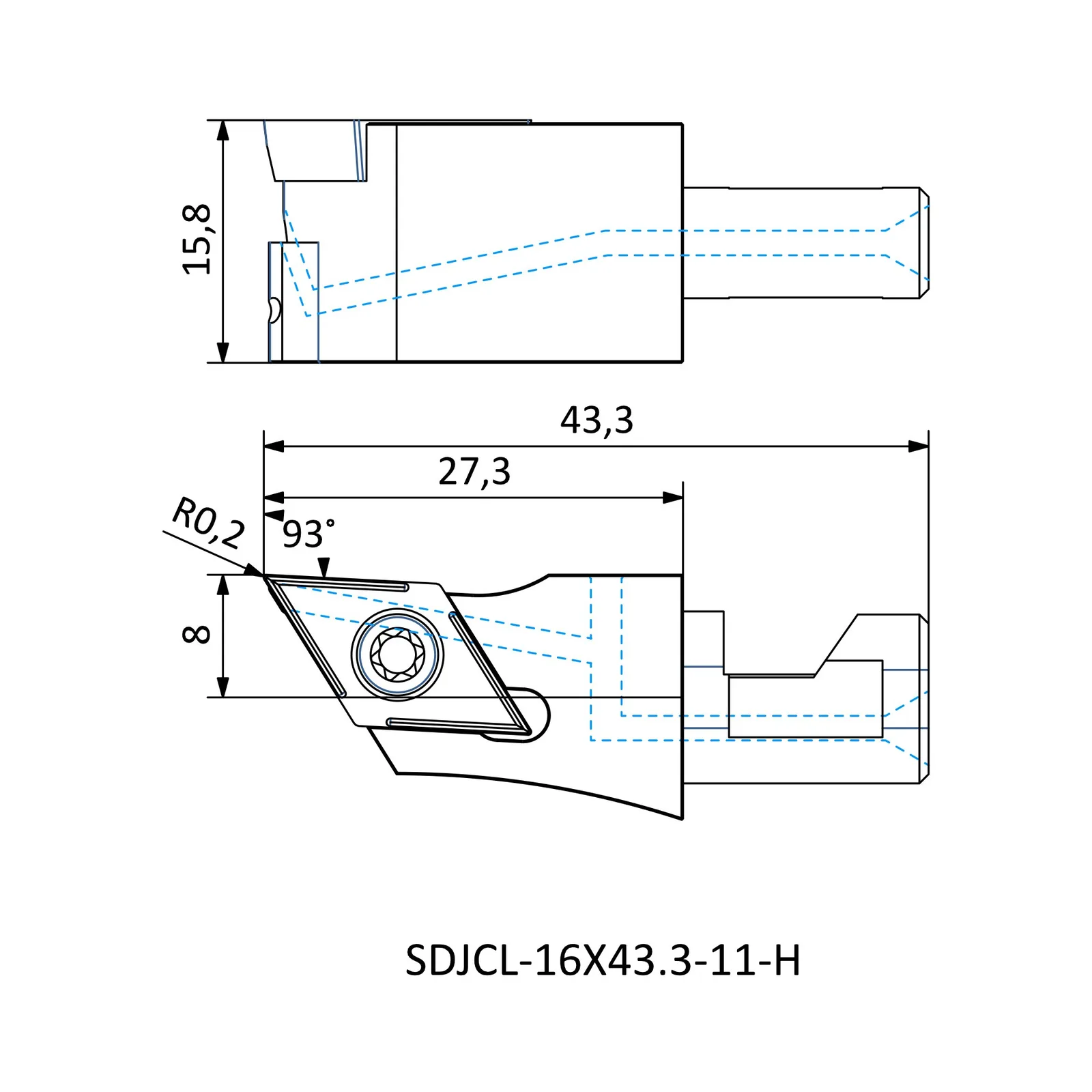 SDJCL-16X43.3-11-H &mdash; dimensioned drawing