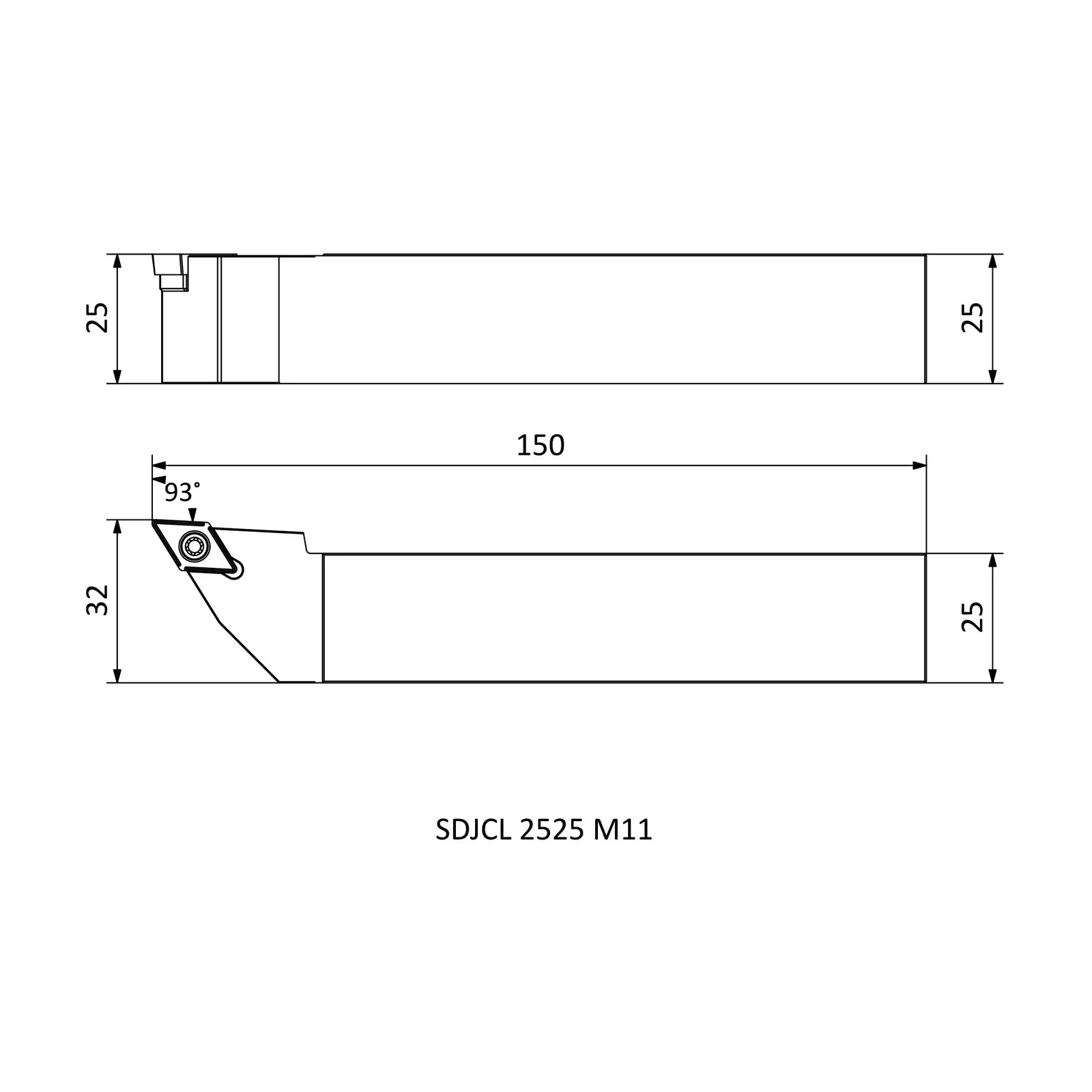 SDJCL 2525 M11 &mdash; dimensioned drawing
