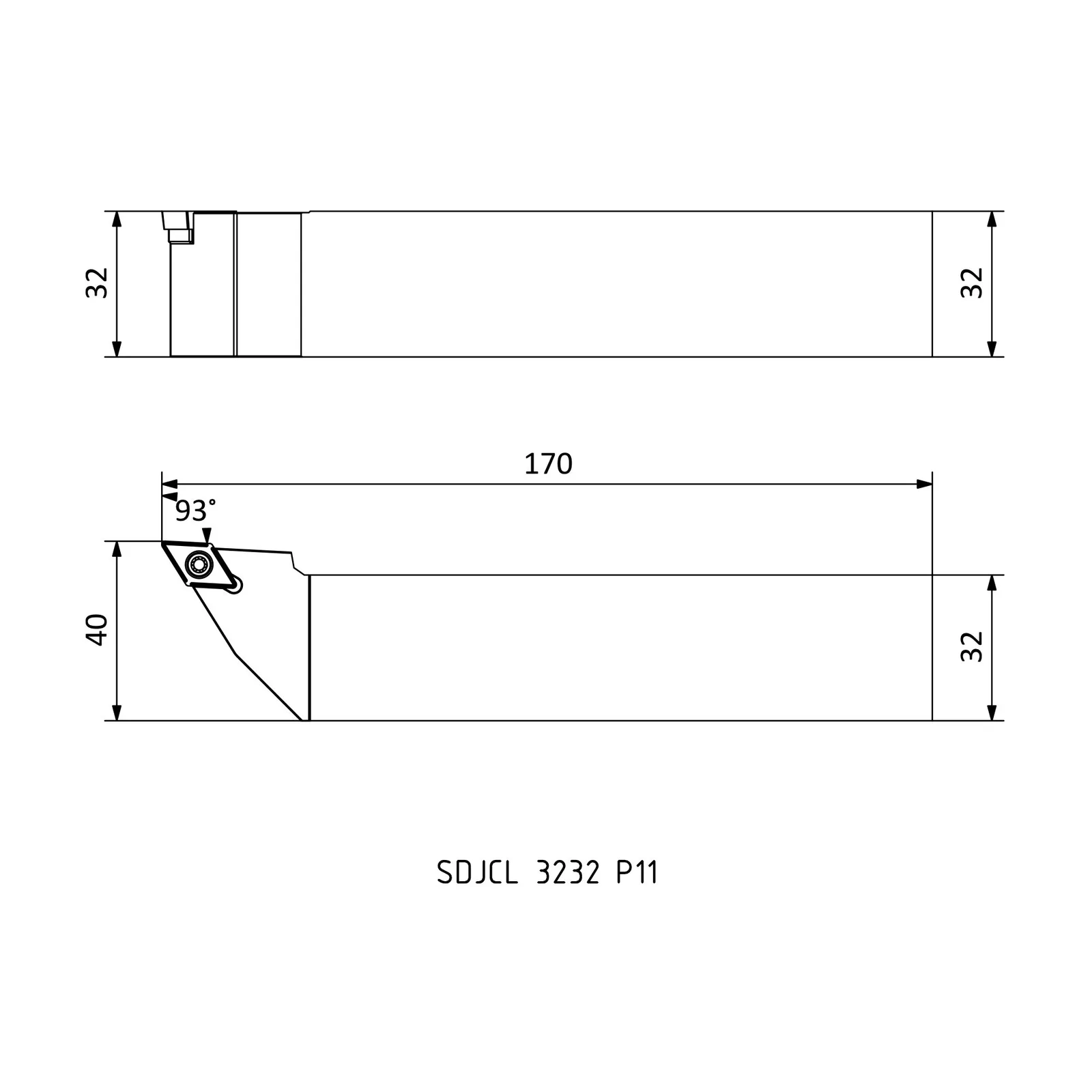 SDJCL 3232 P11 &mdash; dimensioned drawing