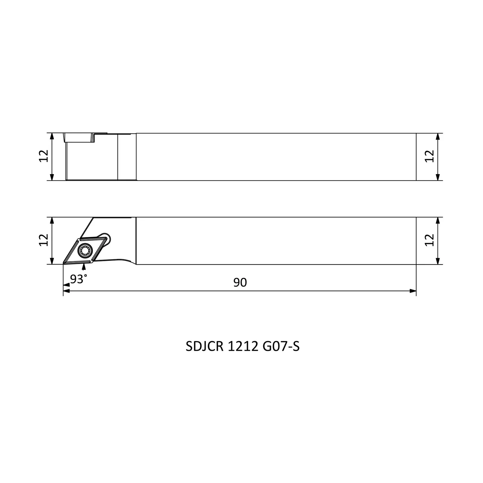 SDJCR 1212 G07-S &mdash; dimensioned drawing