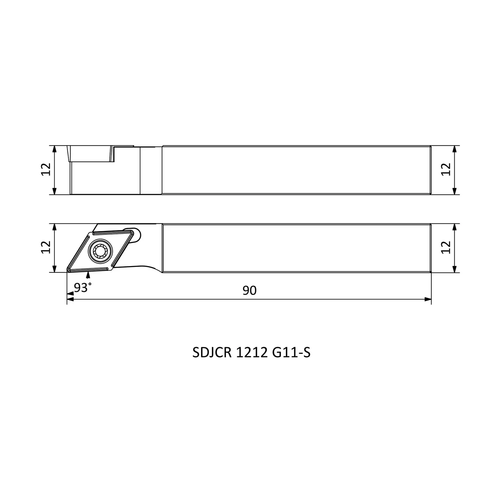 SDJCR 1212 G11-S &mdash; dimensioned drawing