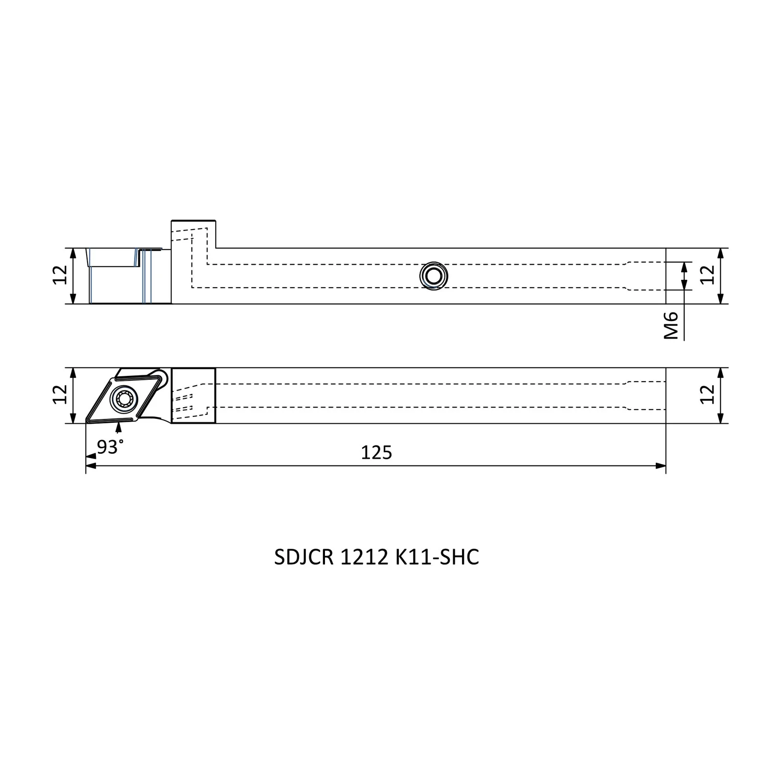 SDJCR 1212 K11-SHC &mdash; dimensioned drawing