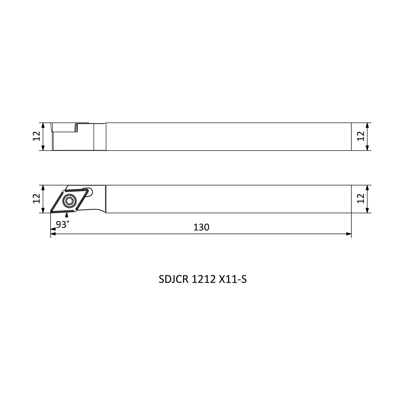 SDJCR 1212 X11-S &mdash; dimensioned drawing