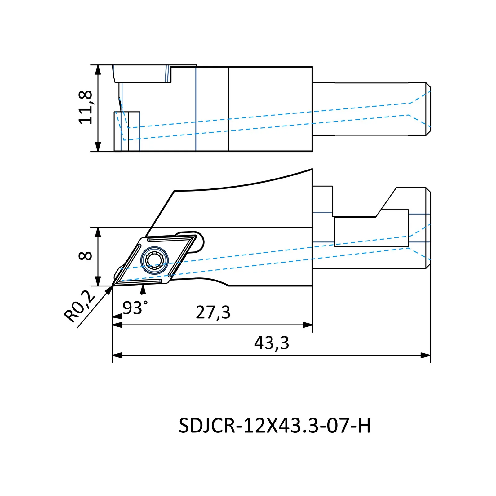 SDJCR-12X43.3-07-H &mdash; dimensioned drawing