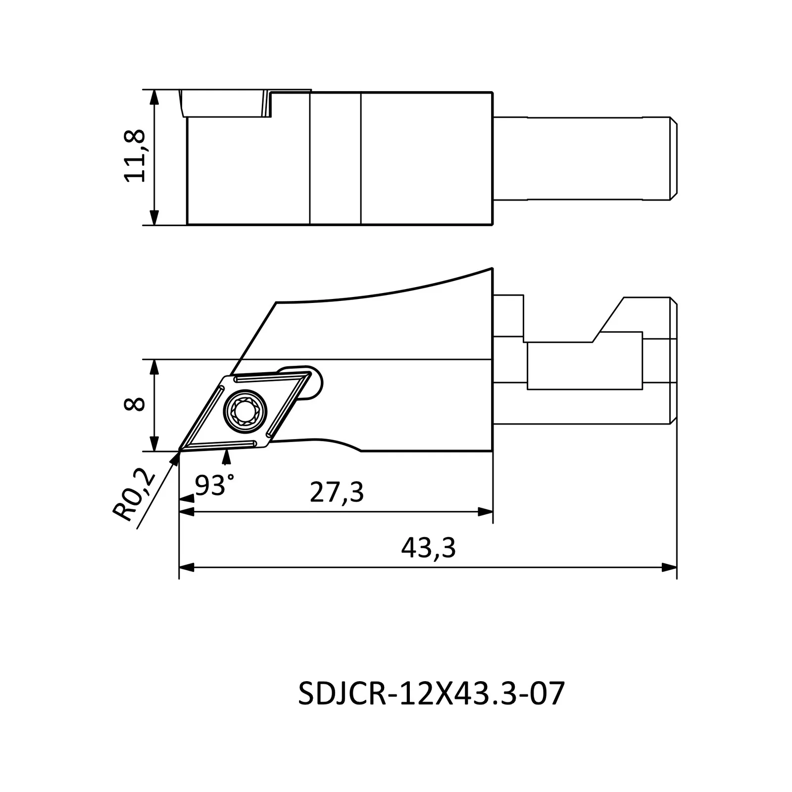 SDJCR-12X43.3-07 &mdash; dimensioned drawing