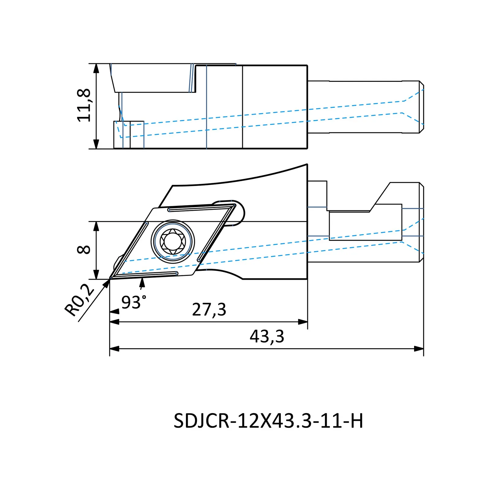 SDJCR-12X43.3-11-H &mdash; dimensioned drawing