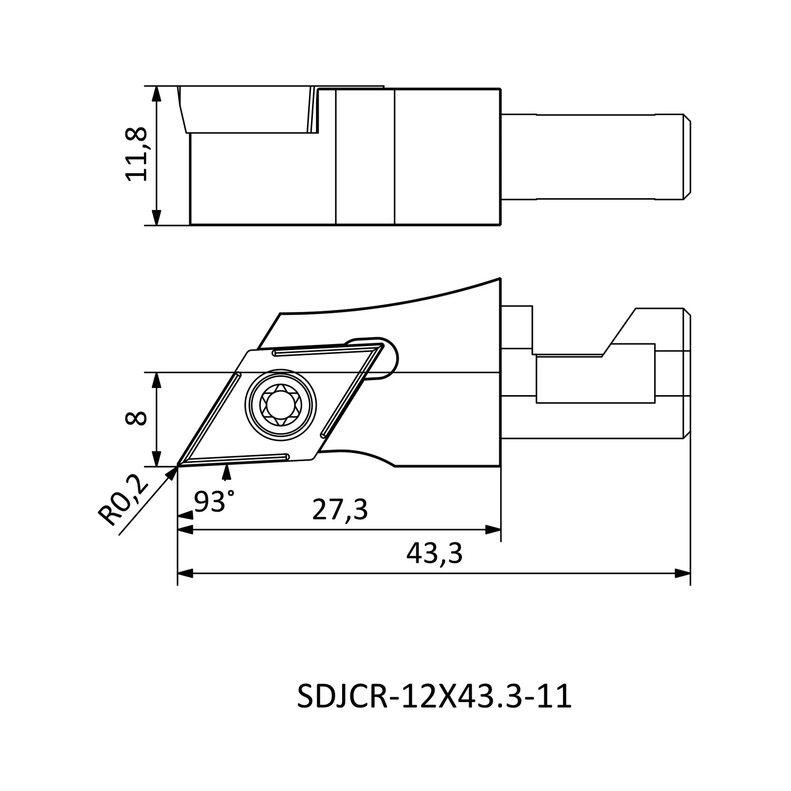 SDJCR-12X43.3-11 &mdash; dimensioned drawing