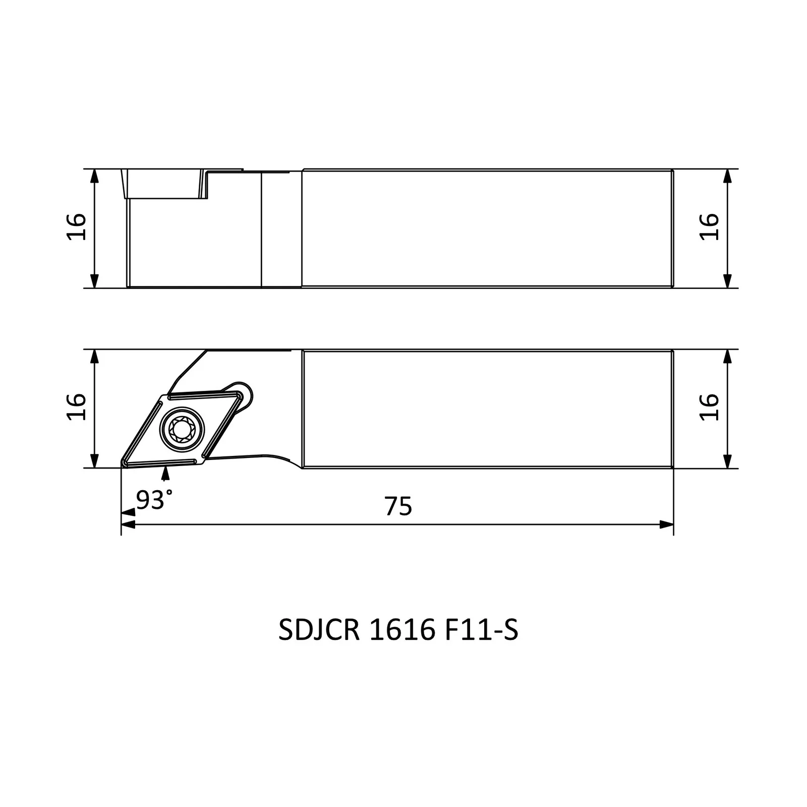 SDJCR 1616 F11-S &mdash; dimensioned drawing