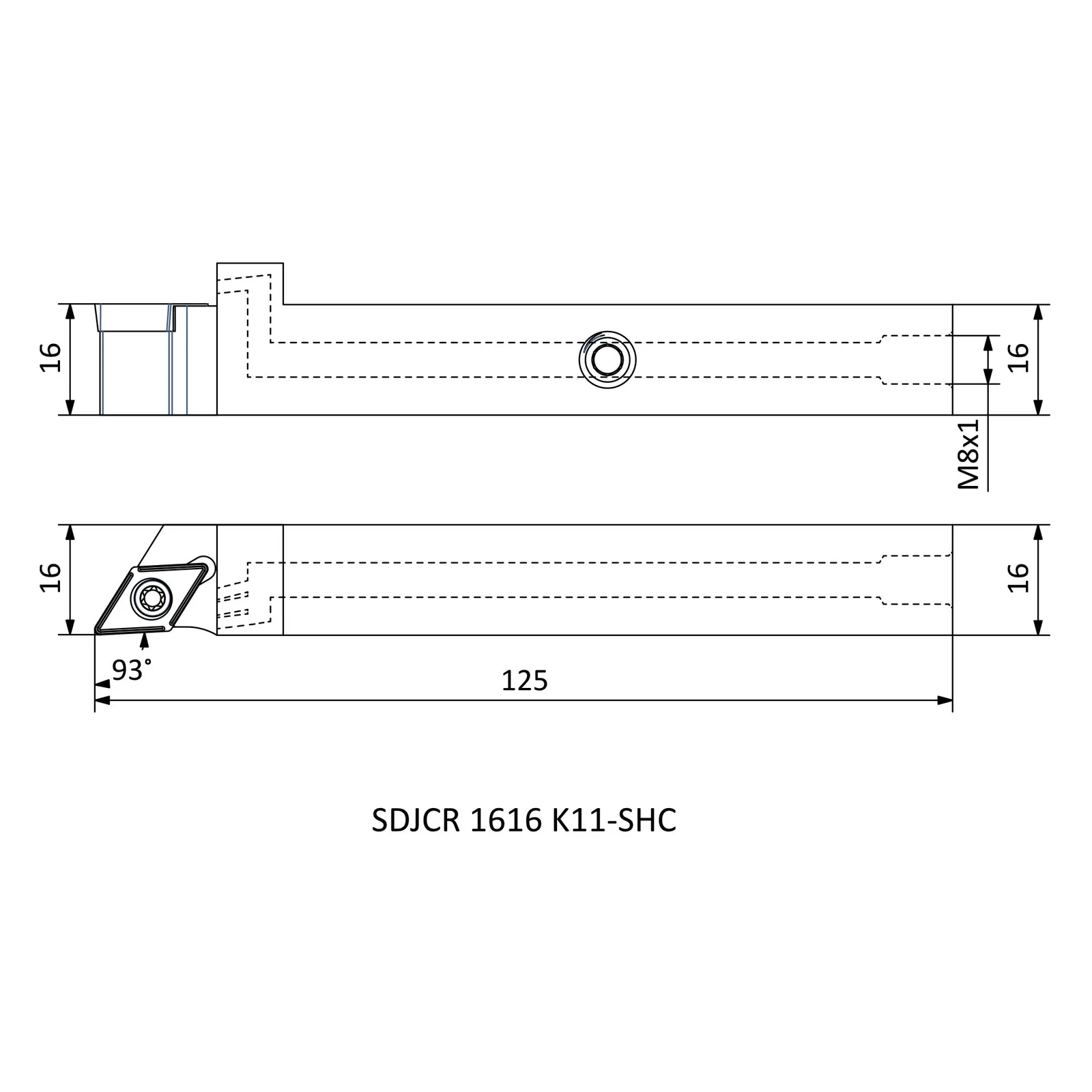 SDJCR 1616 K11-SHC &mdash; dimensioned drawing