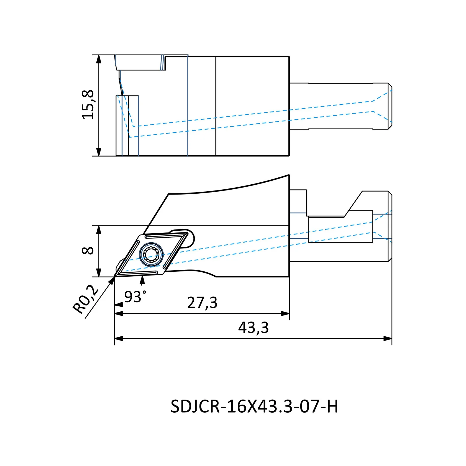 SDJCR-16X43.3-07-H &mdash; dimensioned drawing