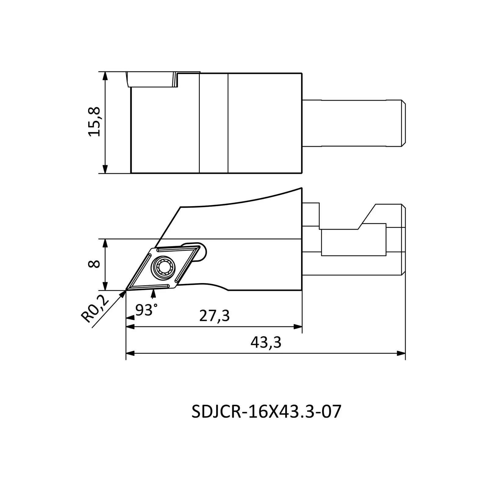SDJCR-16X43.3-07 &mdash; dimensioned drawing
