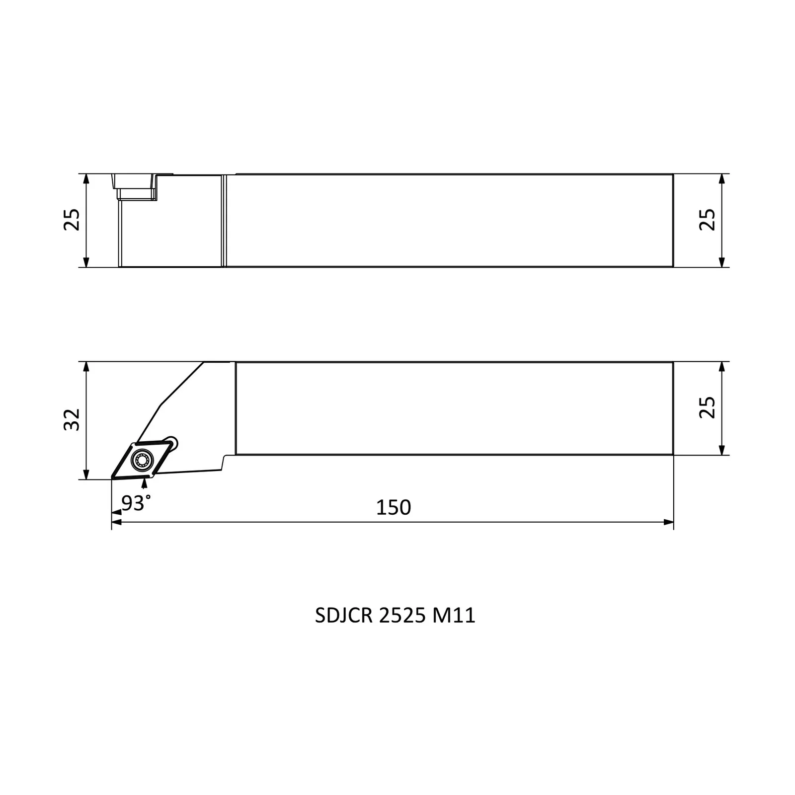 SDJCR 2525 M11 &mdash; dimensioned drawing