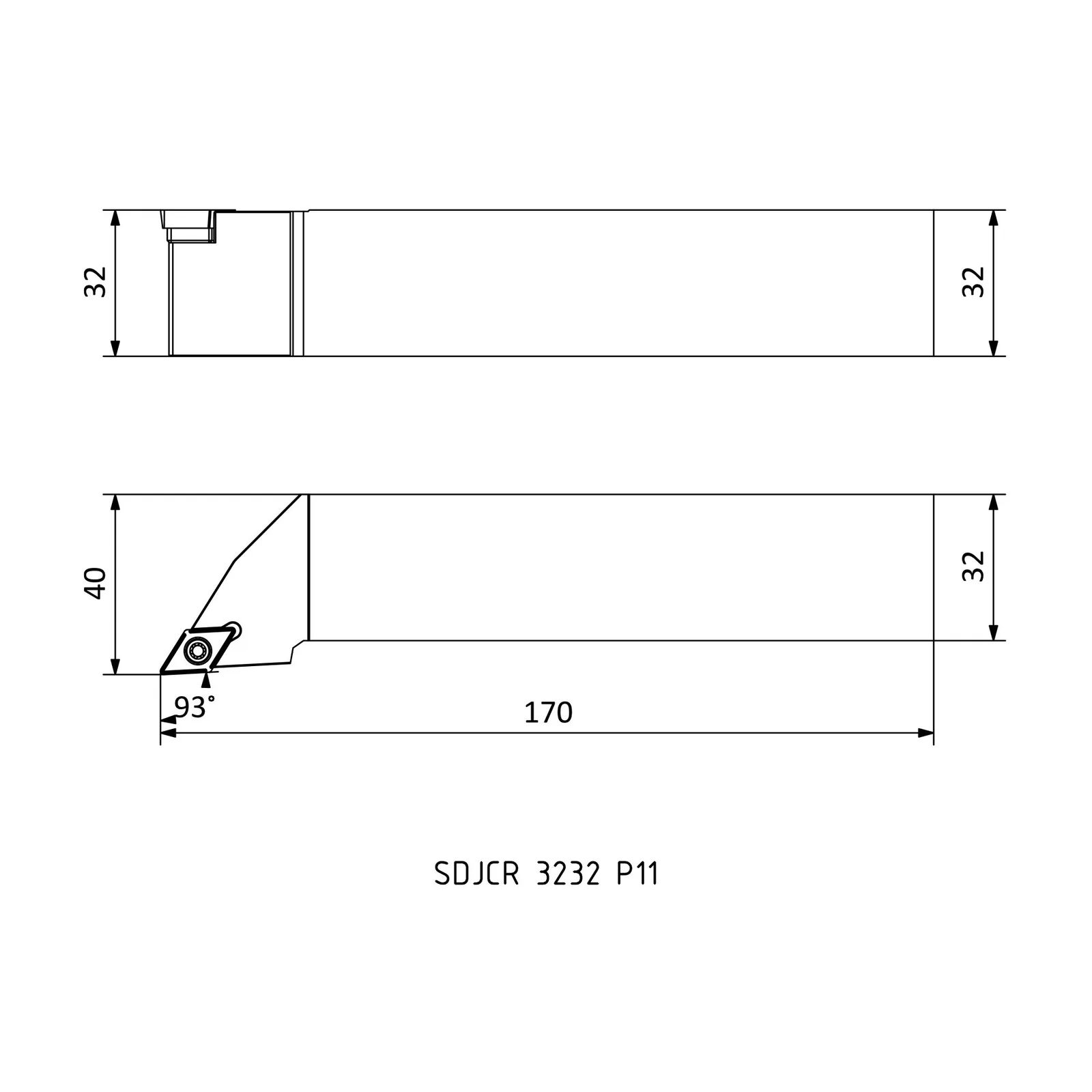 SDJCR 3232 P11 &mdash; dimensioned drawing