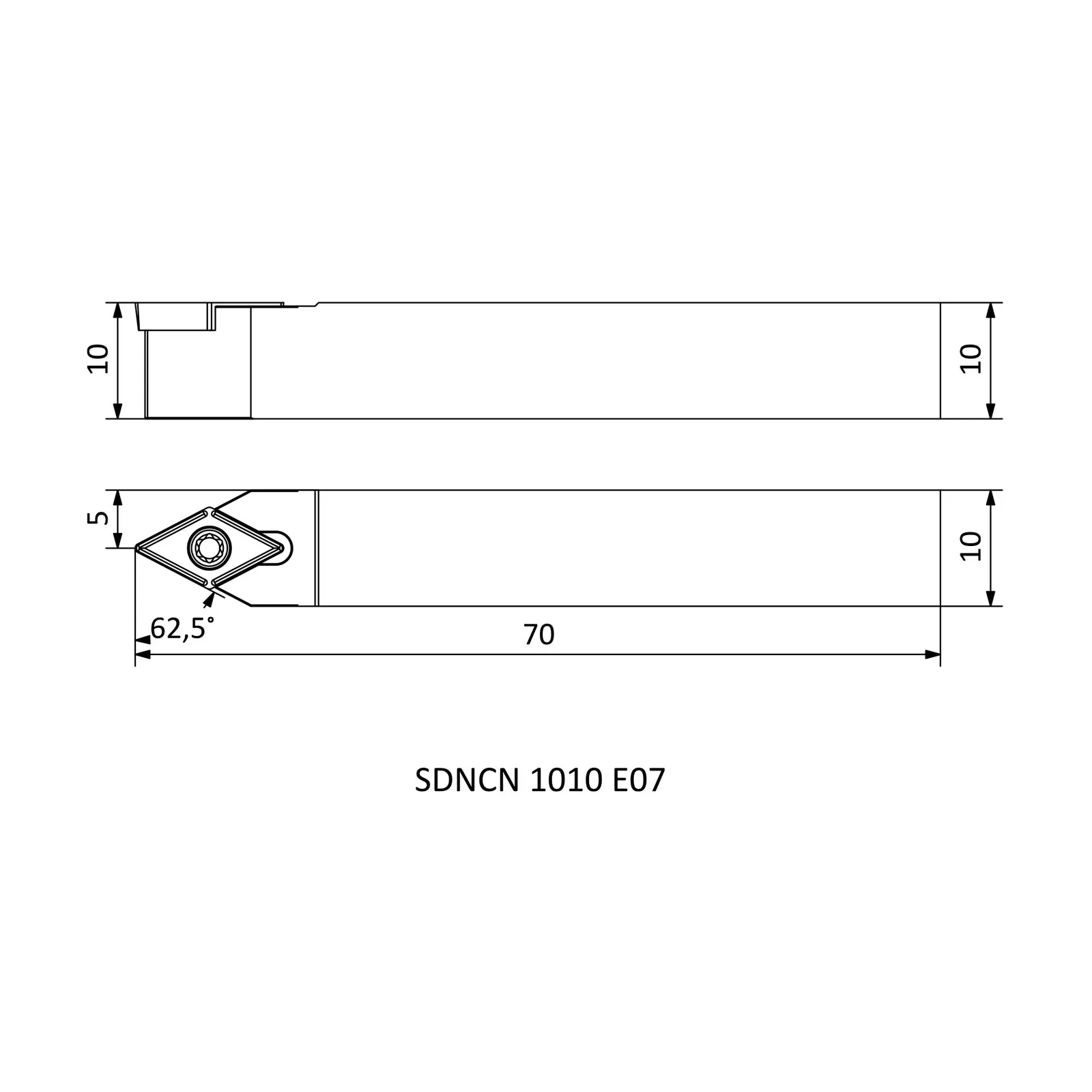SDNCN 1010 E07 &mdash; dimensioned drawing